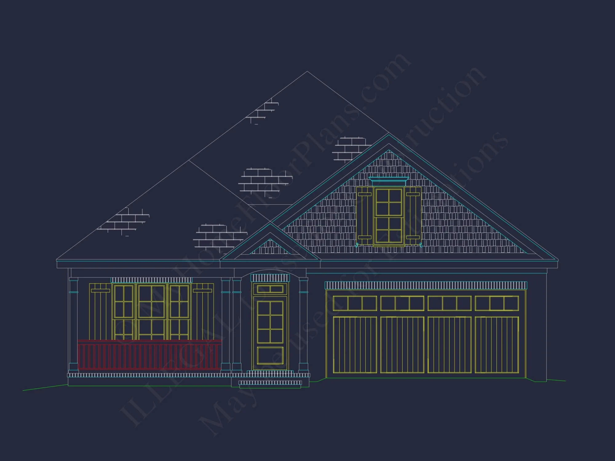 Beautiful CAD Ranch Floor Plan with 1.5 Stories & Bonus Room