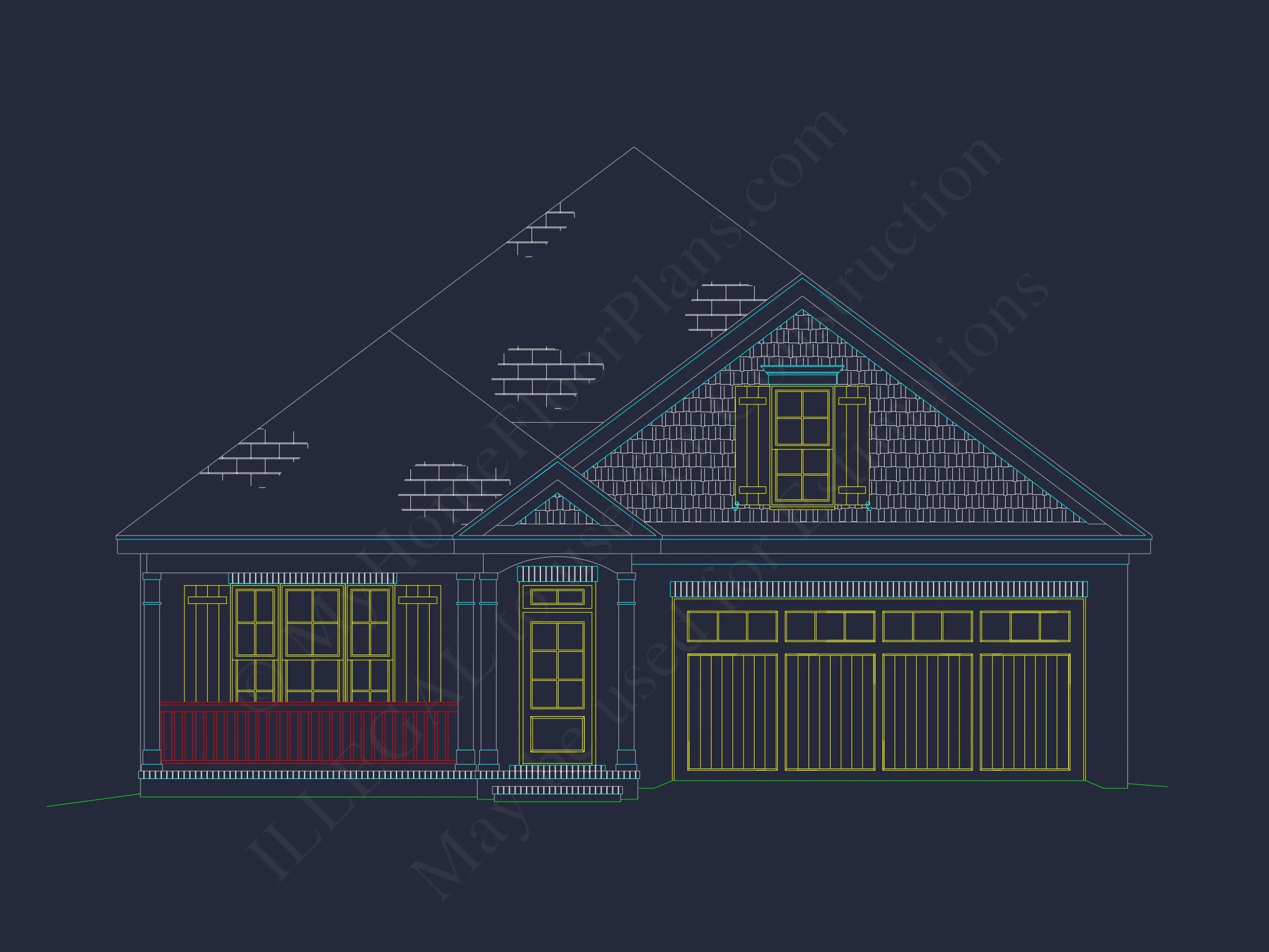 Beautiful CAD Ranch Floor Plan with 1.5 Stories & Bonus Room