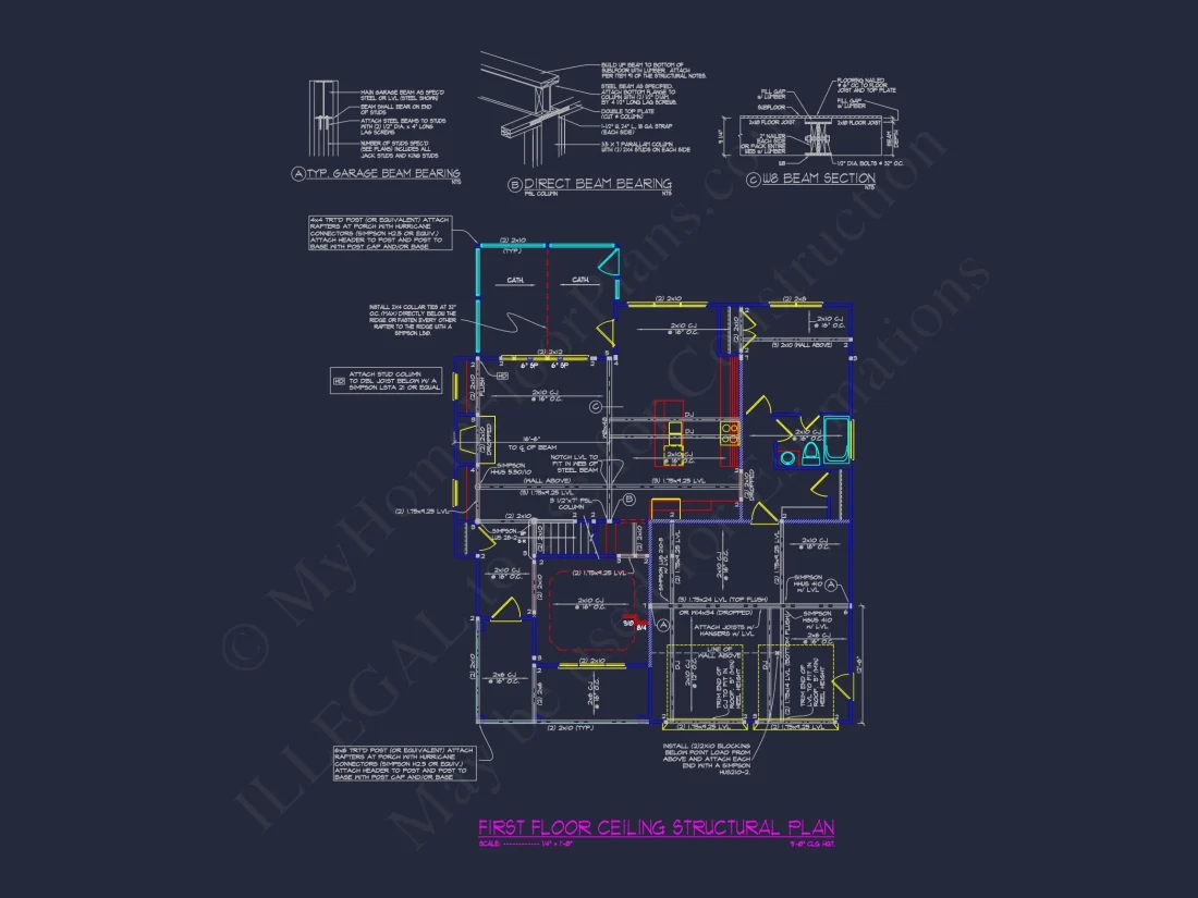Modern Craftsman house Plan with 4 Beds and 3 Baths in CAD Designs