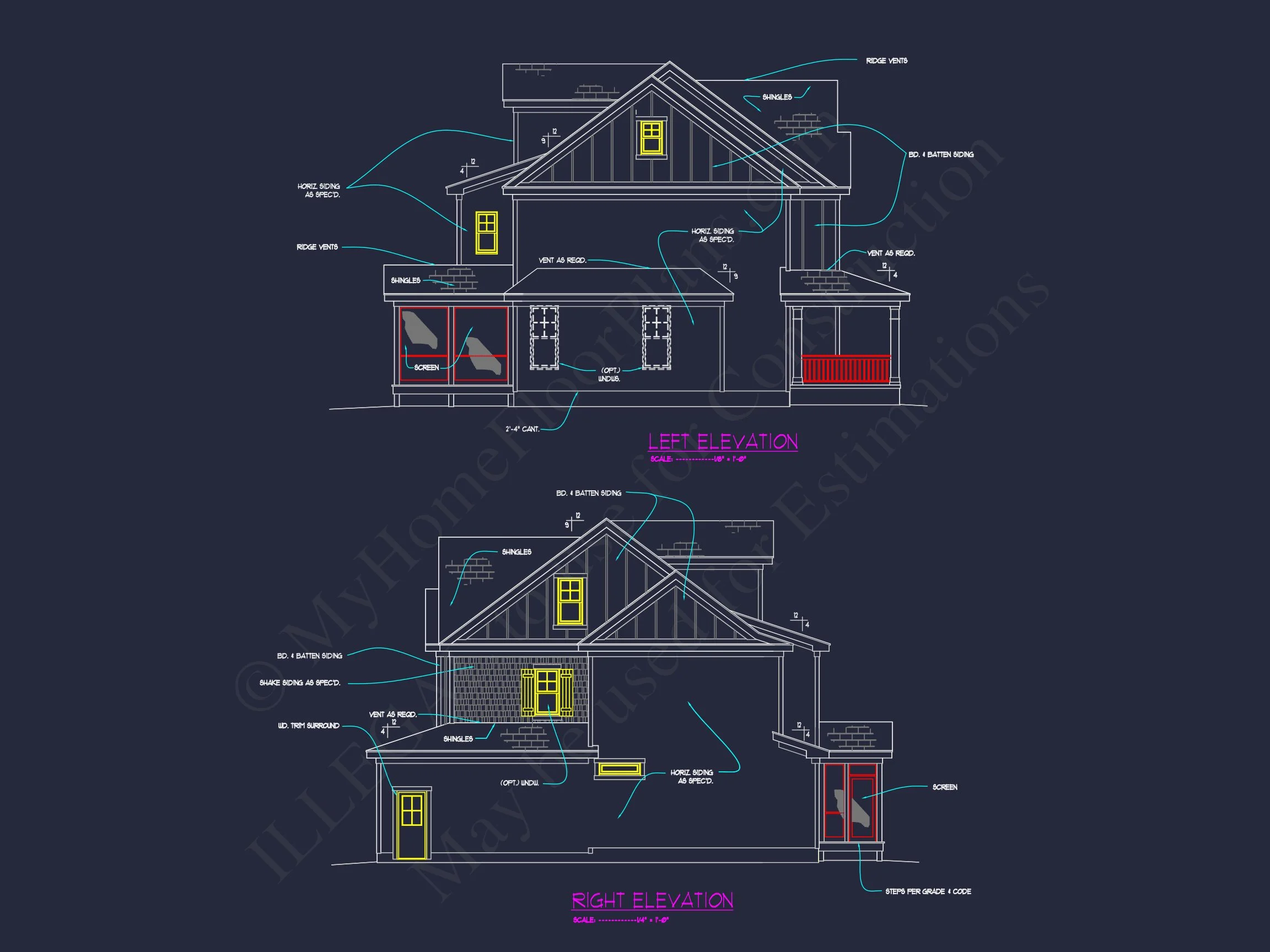 Modern Craftsman house Plan with 4 Beds and 3 Baths in CAD Designs