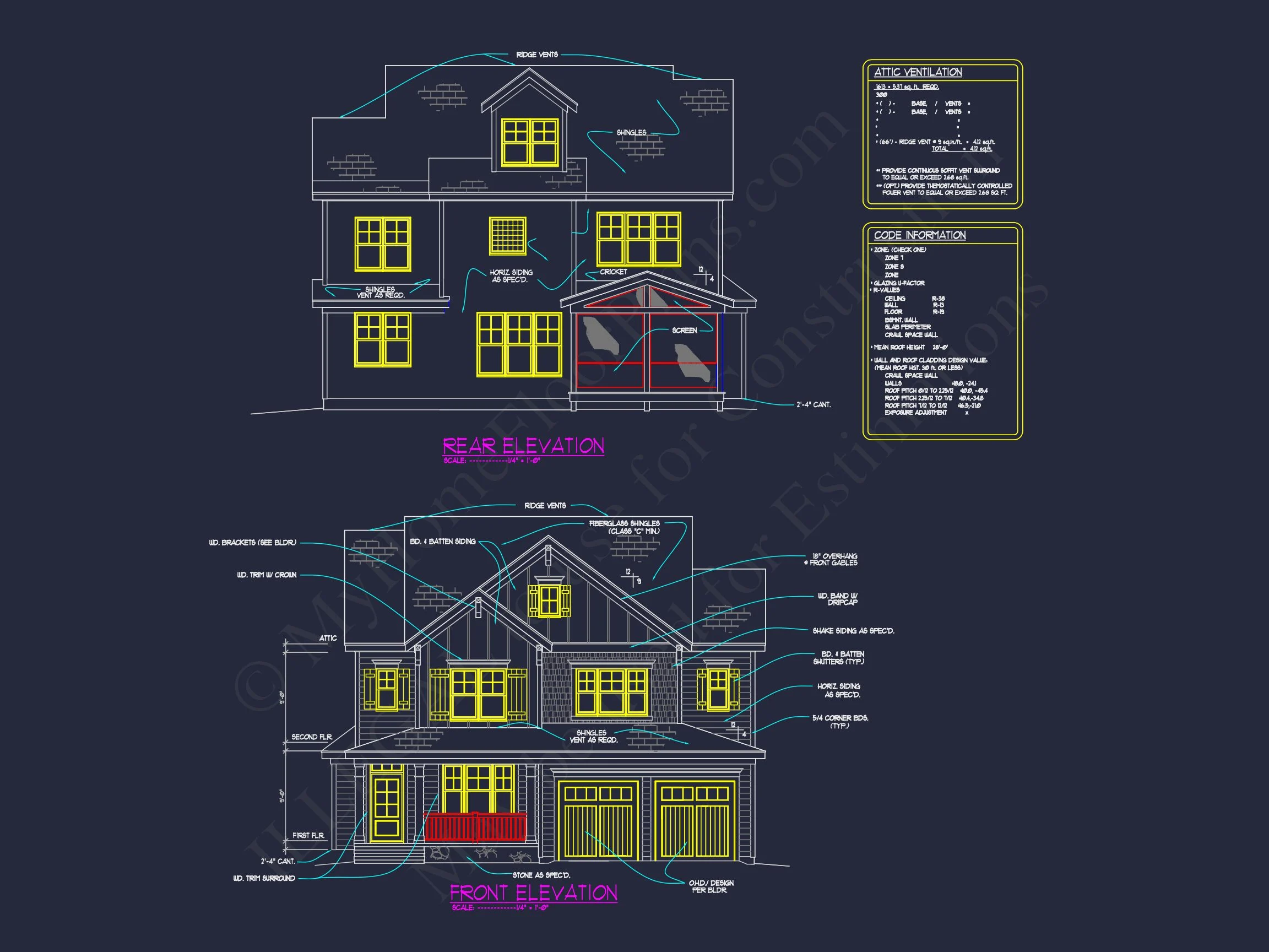 Modern Craftsman house Plan with 4 Beds and 3 Baths in CAD Designs
