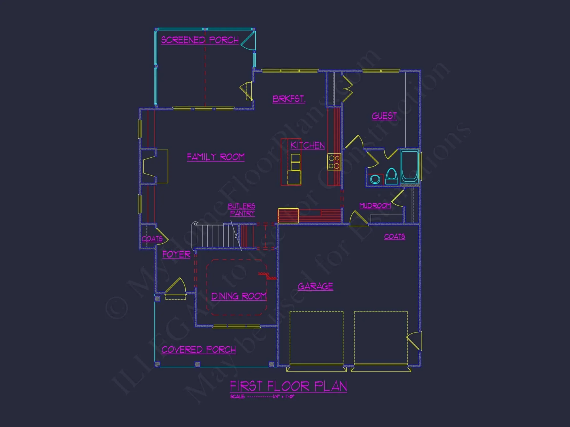 Modern Craftsman house Plan with 4 Beds and 3 Baths in CAD Designs