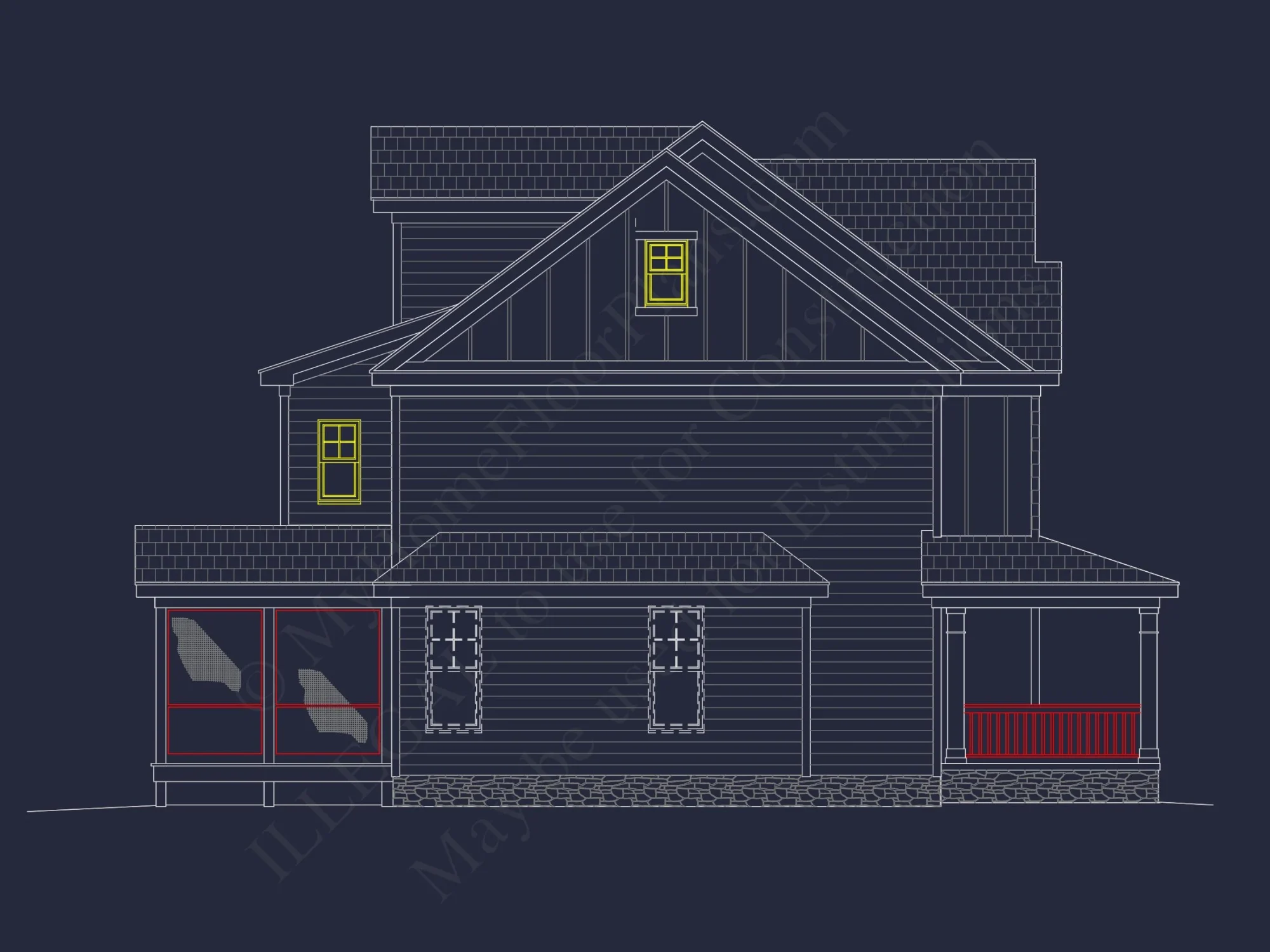 Modern Craftsman house Plan with 4 Beds and 3 Baths in CAD Designs