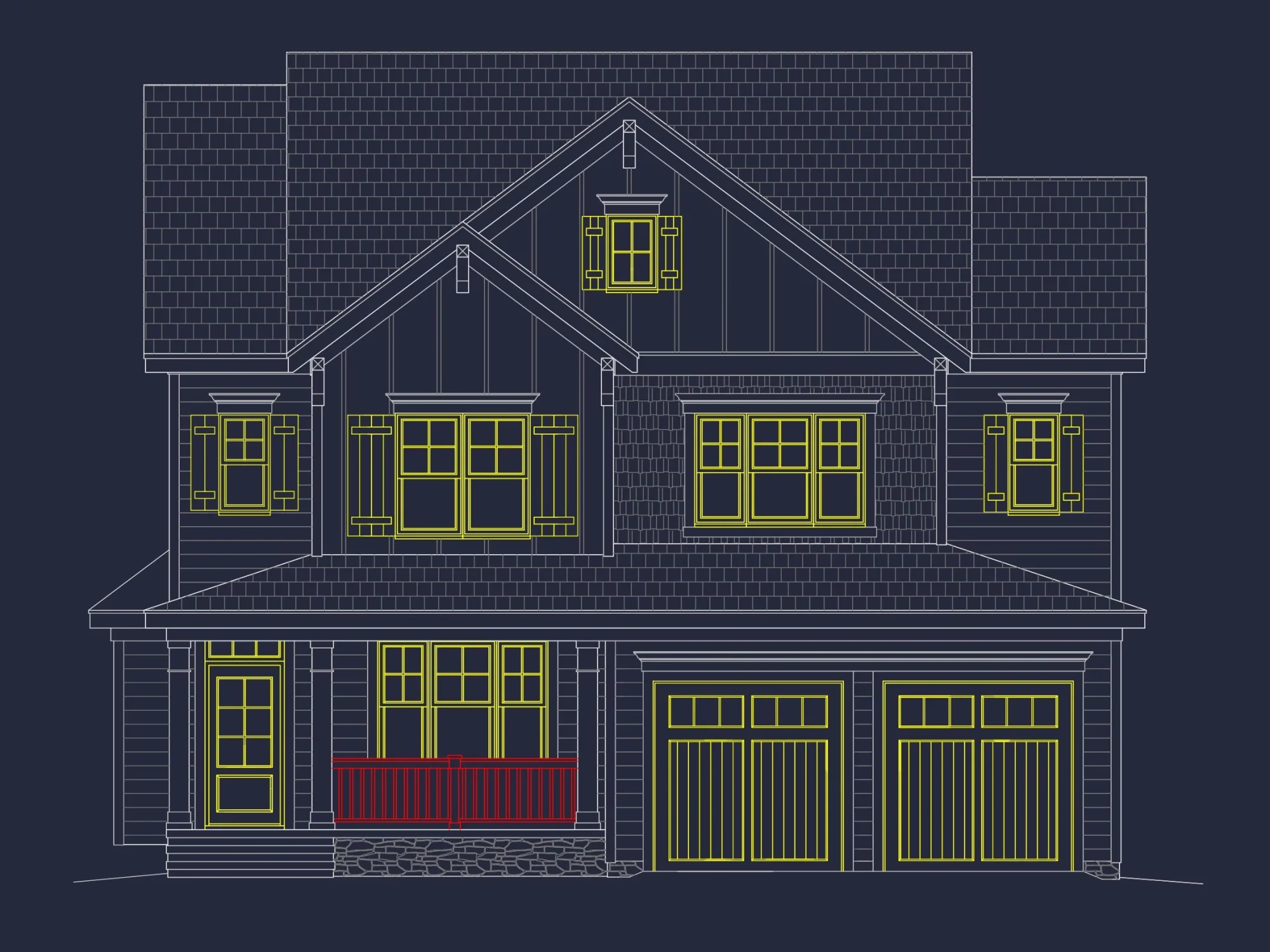 Modern Craftsman house Plan with 4 Beds and 3 Baths in CAD Designs