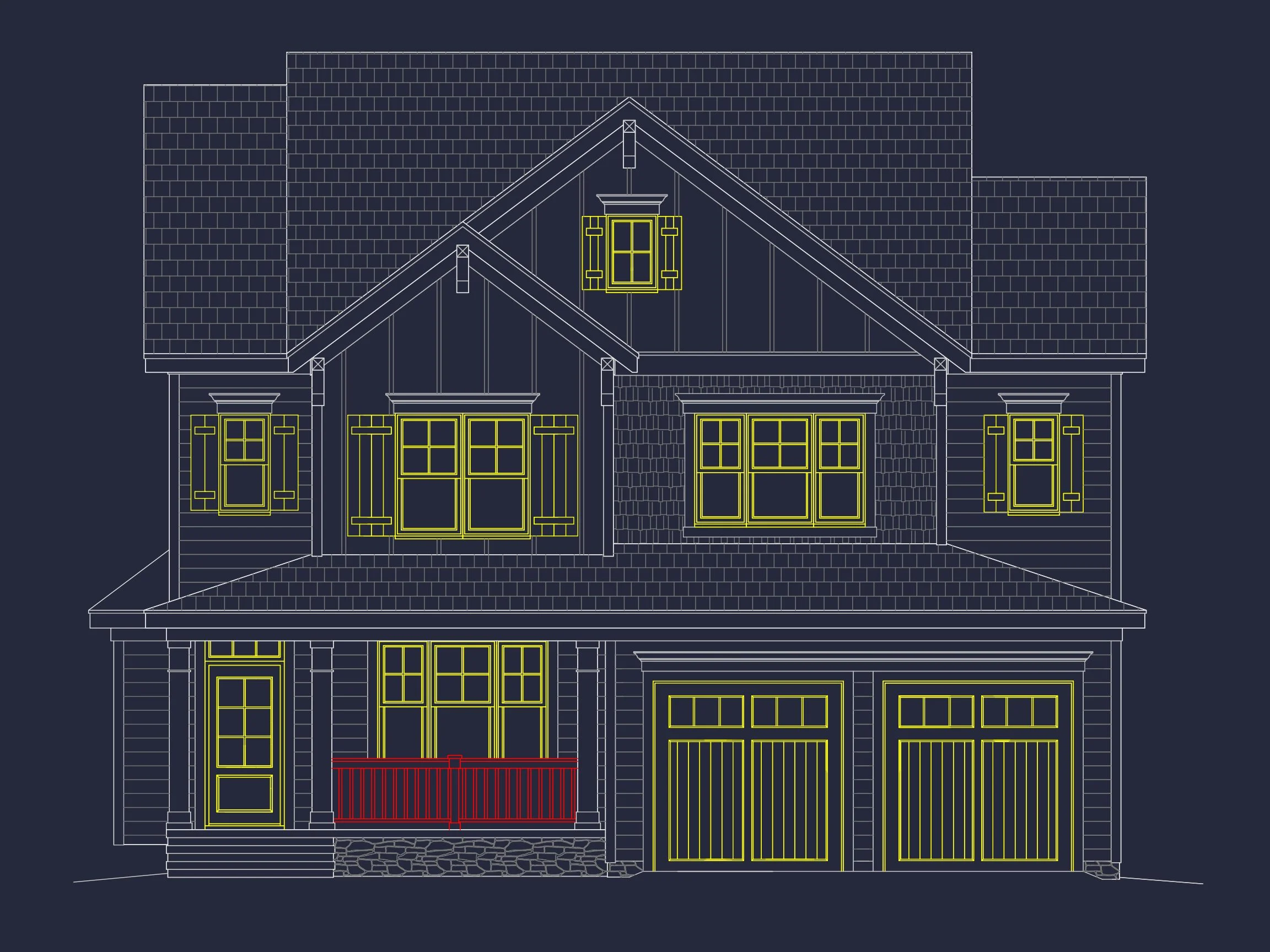 Modern Craftsman house Plan with 4 Beds and 3 Baths in CAD Designs