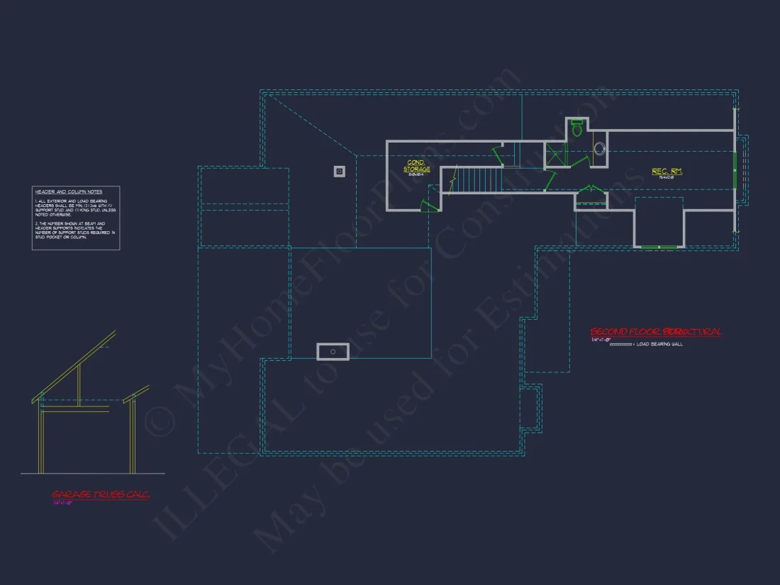 "Architectural blueprint of a 2-story residential building"