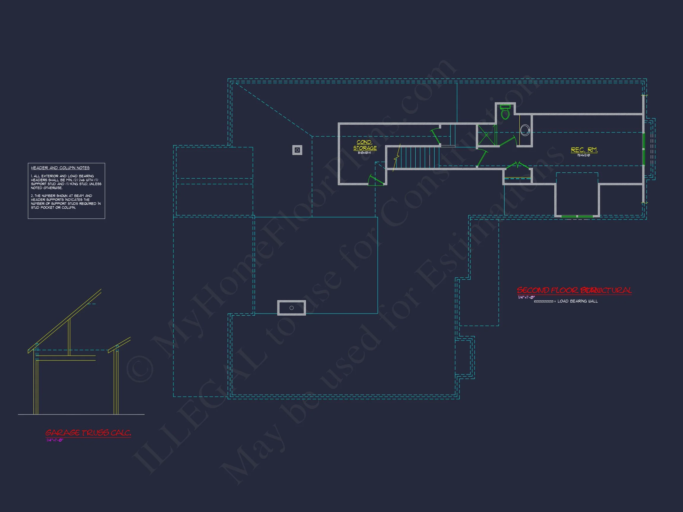 "Architectural blueprint of a 2-story residential building"