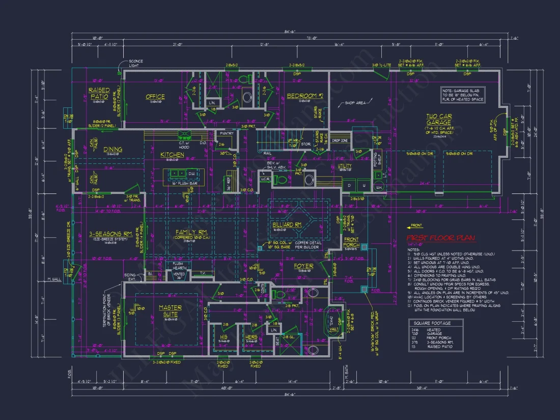"Architectural blueprint of a 2-story house"