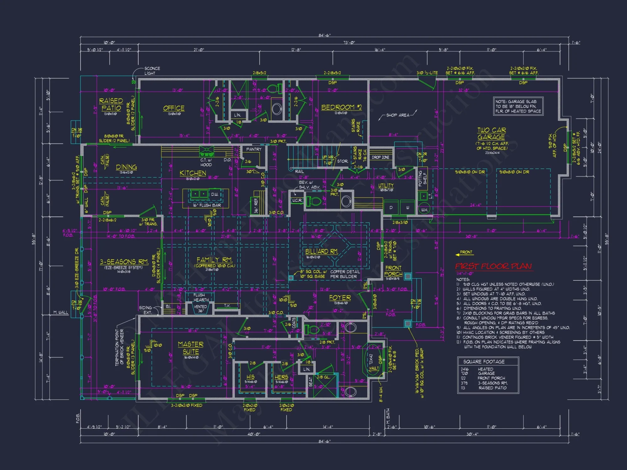 "Architectural blueprint of a 2-story house"