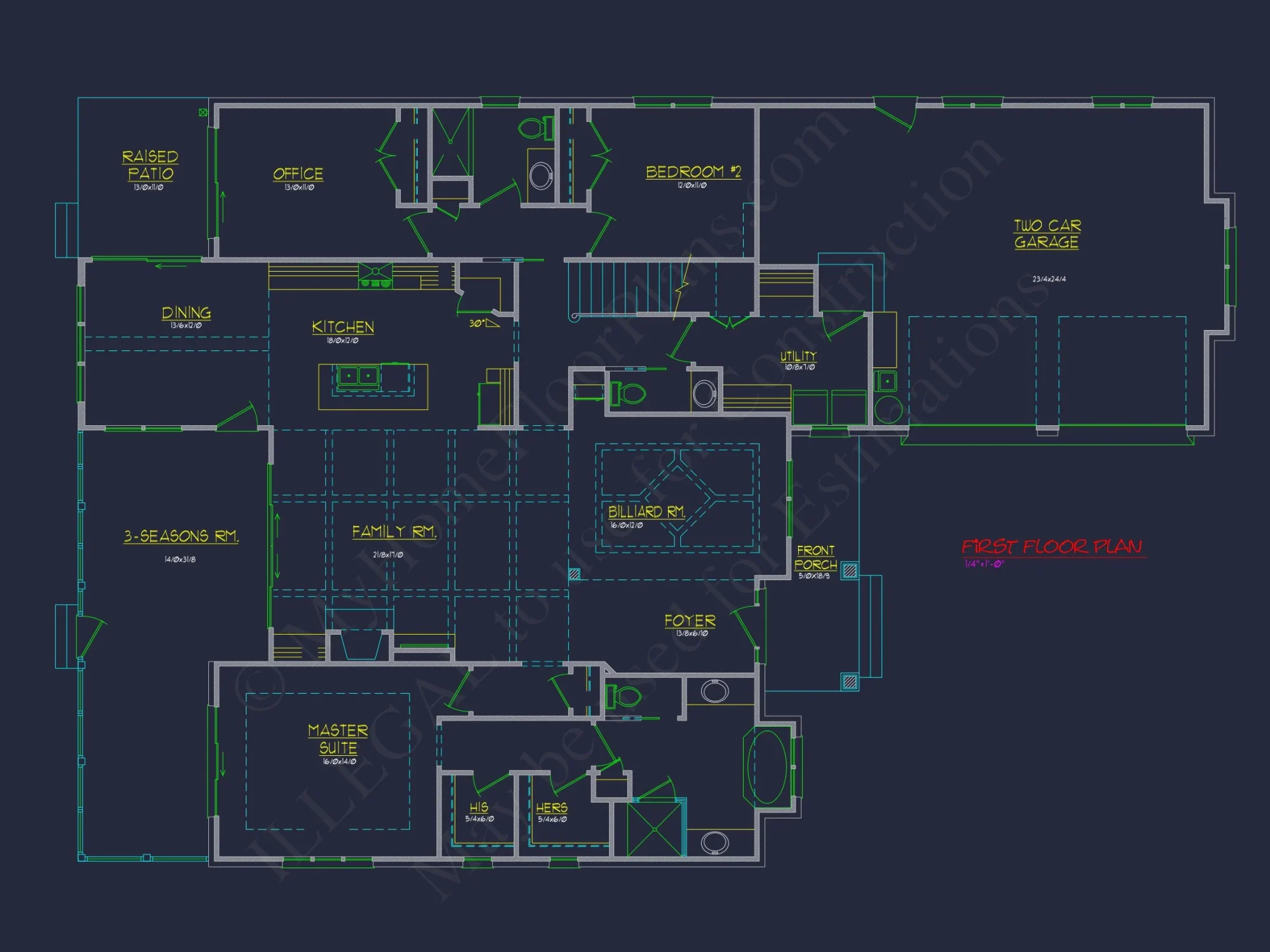 "Four-bedroom craftsman style house floor plan layout"