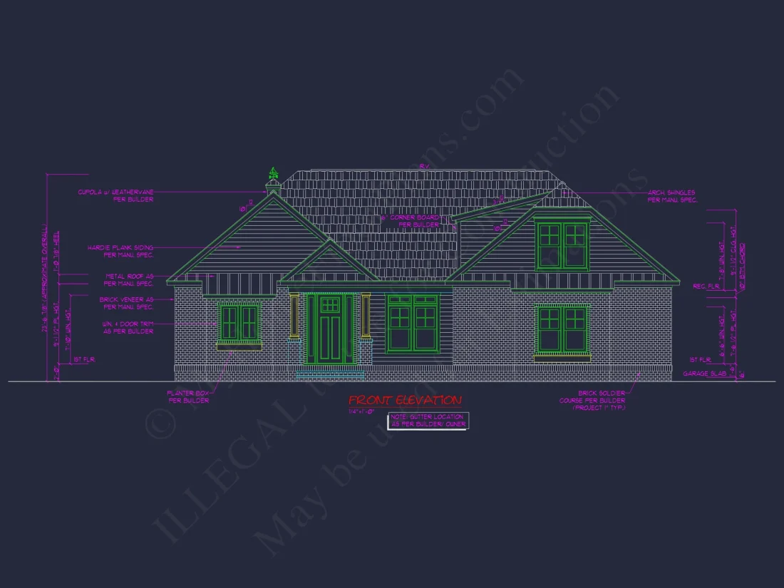 "Architectural blueprint of a two-story residential house"
