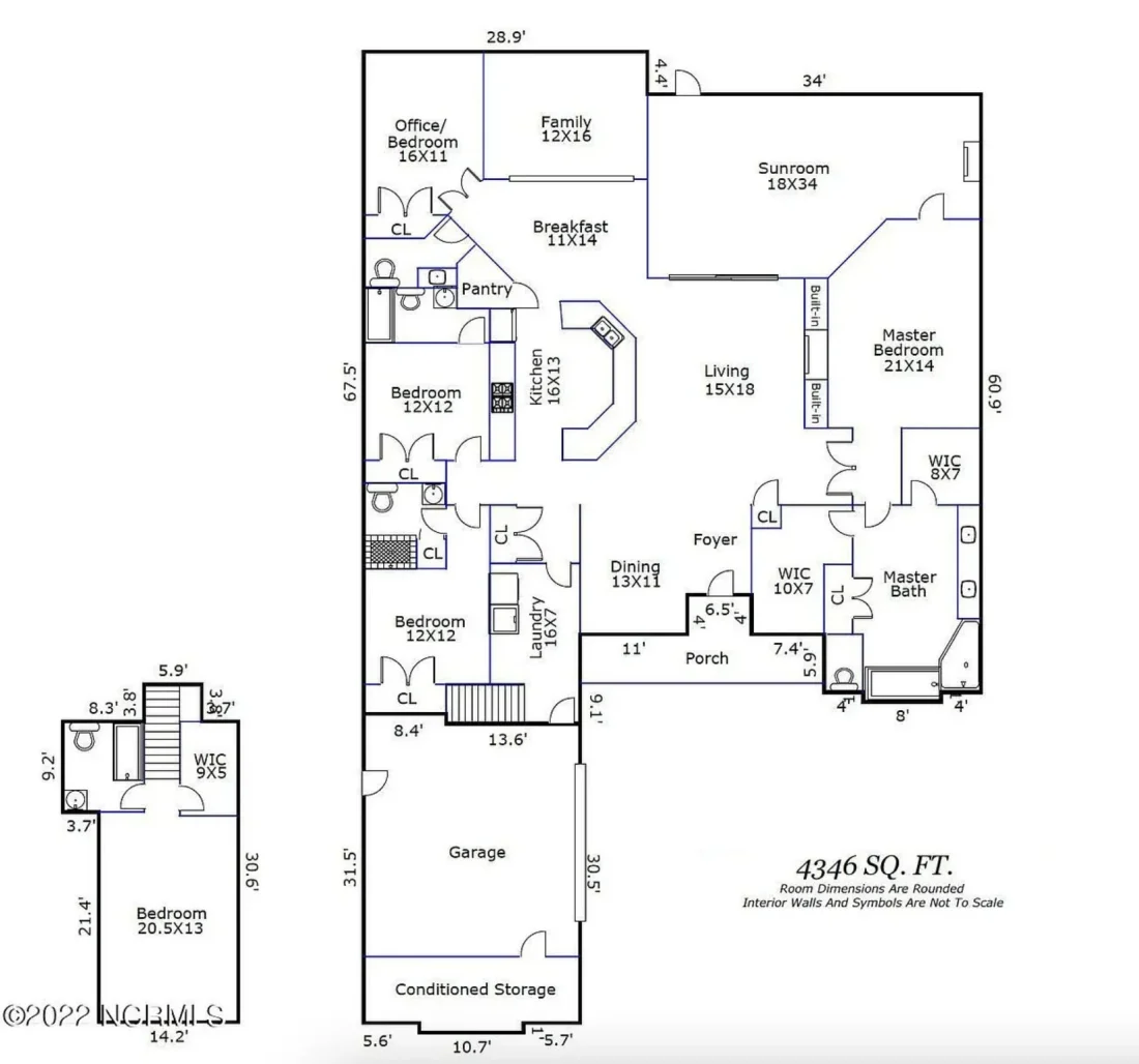 Craftsman house Floor Plan: 4 Bed, 3 Bath, 2-Story Blueprint