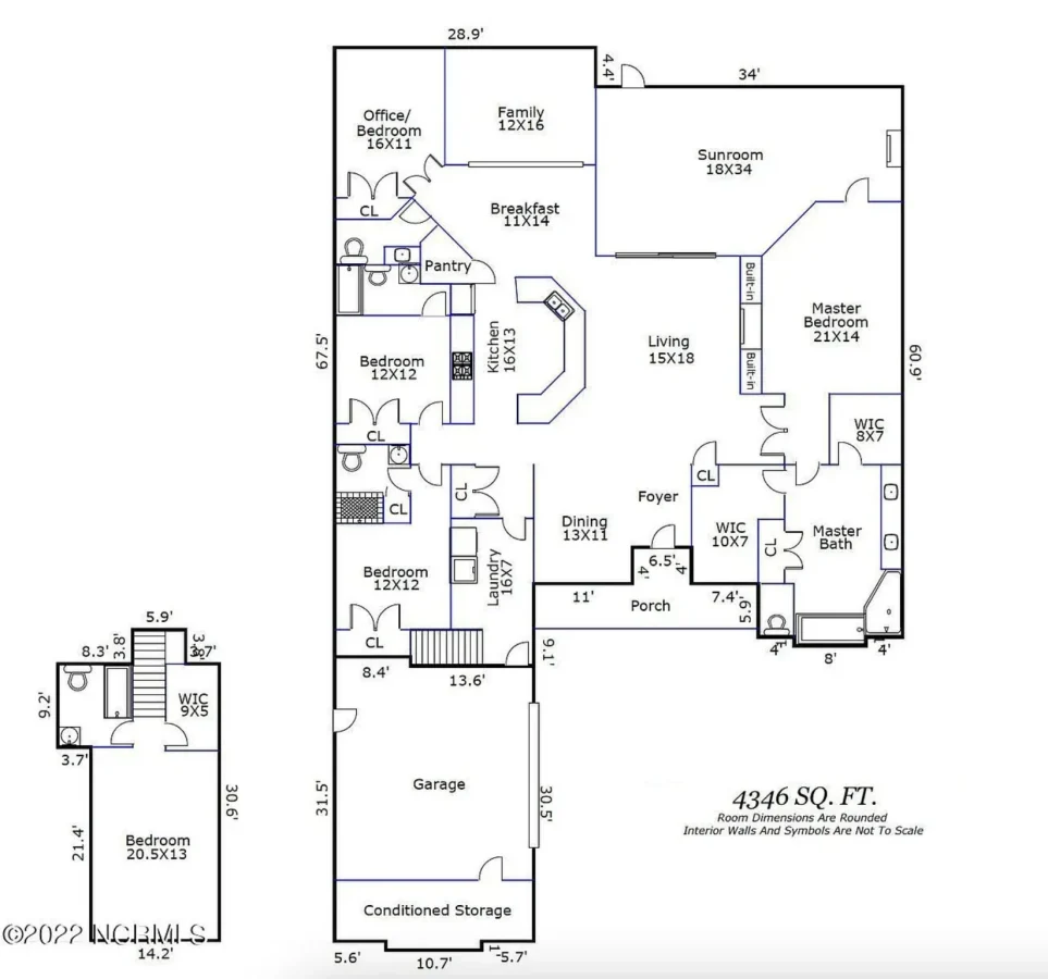 Craftsman house Floor Plan: 4 Bed, 3 Bath, 2-Story Blueprint