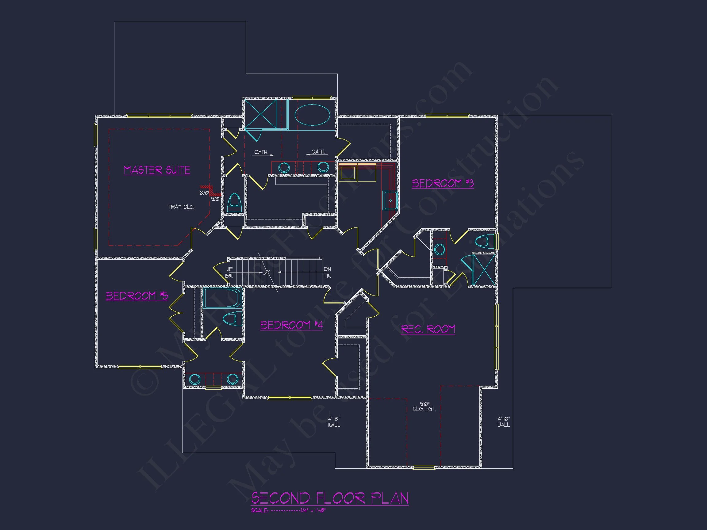 12-2018 HOUSE PLAN - Traditional Colonial House Plan - 4-Bed, 3-Bath, 3620 SF 8 CAD Floor Plan Designs