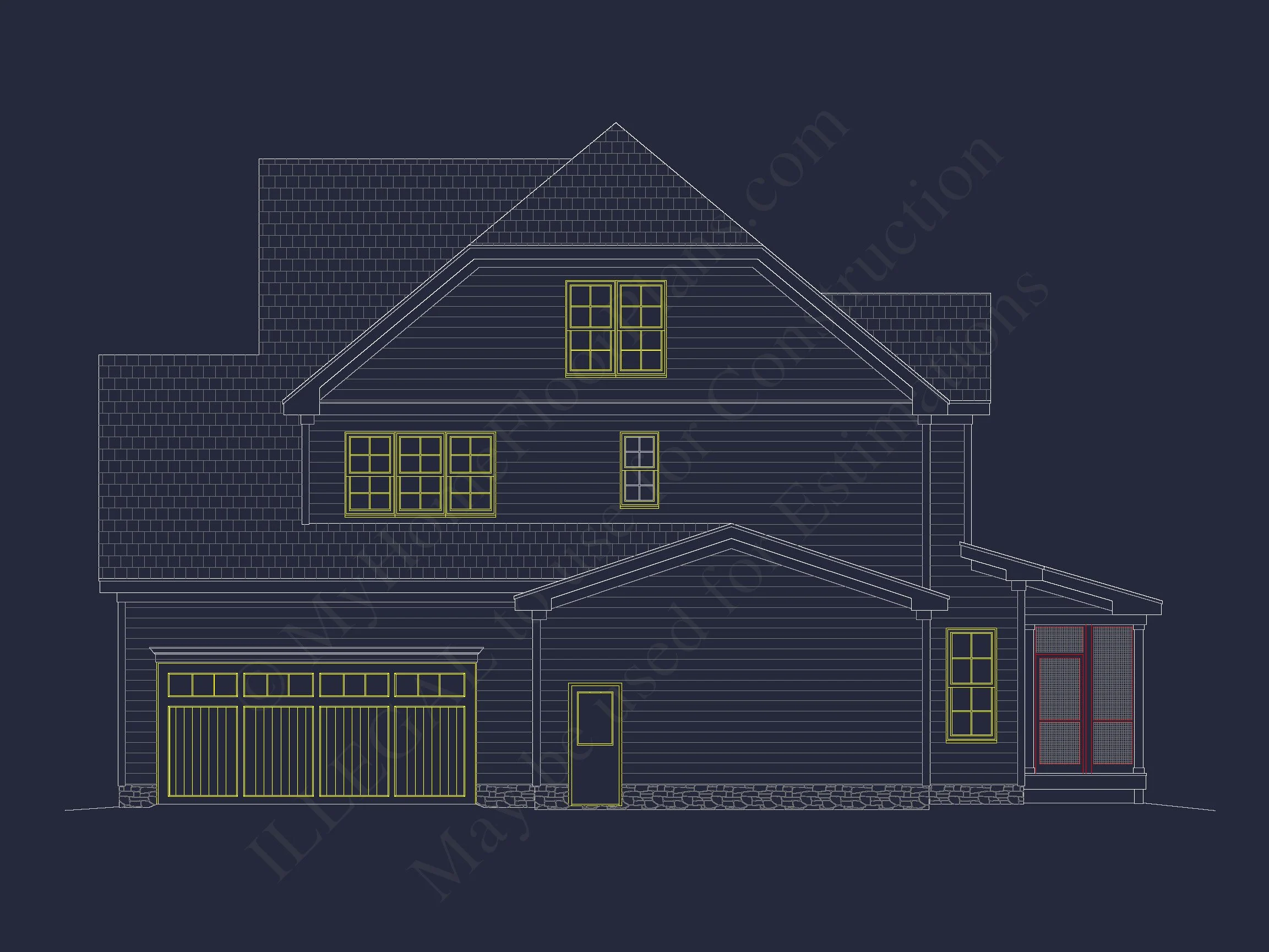 12-2018 HOUSE PLAN - Traditional Colonial House Plan - 4-Bed, 3-Bath, 3620 SF 4 CAD Floor Plan Designs