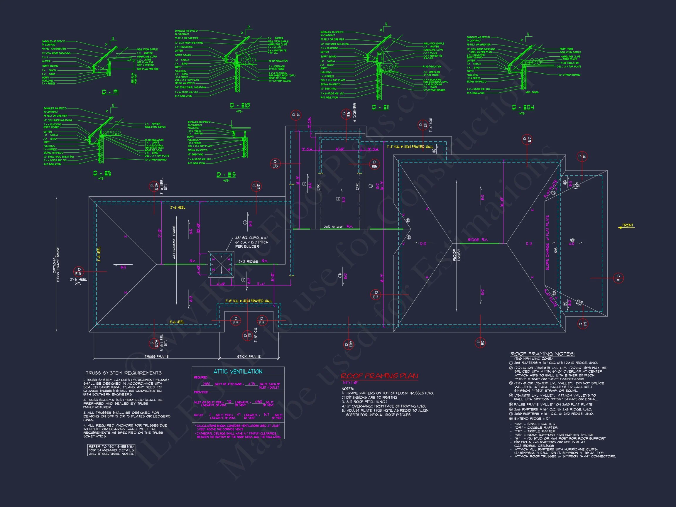 Traditional Charleston house Plan: 2-Story, 3-4 BR, 2-Car