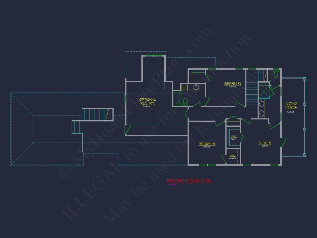 Traditional Charleston house Plan: 2-Story, 3-4 BR, 2-Car