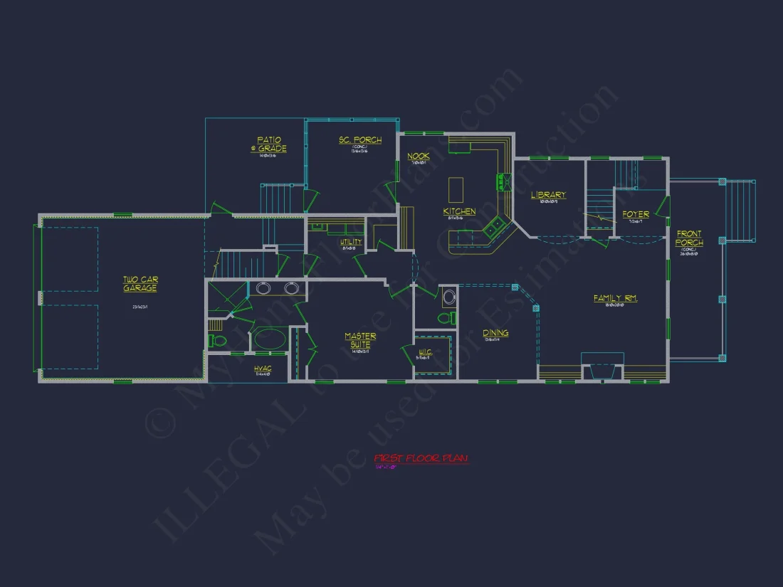 Traditional Charleston house Plan: 2-Story, 3-4 BR, 2-Car