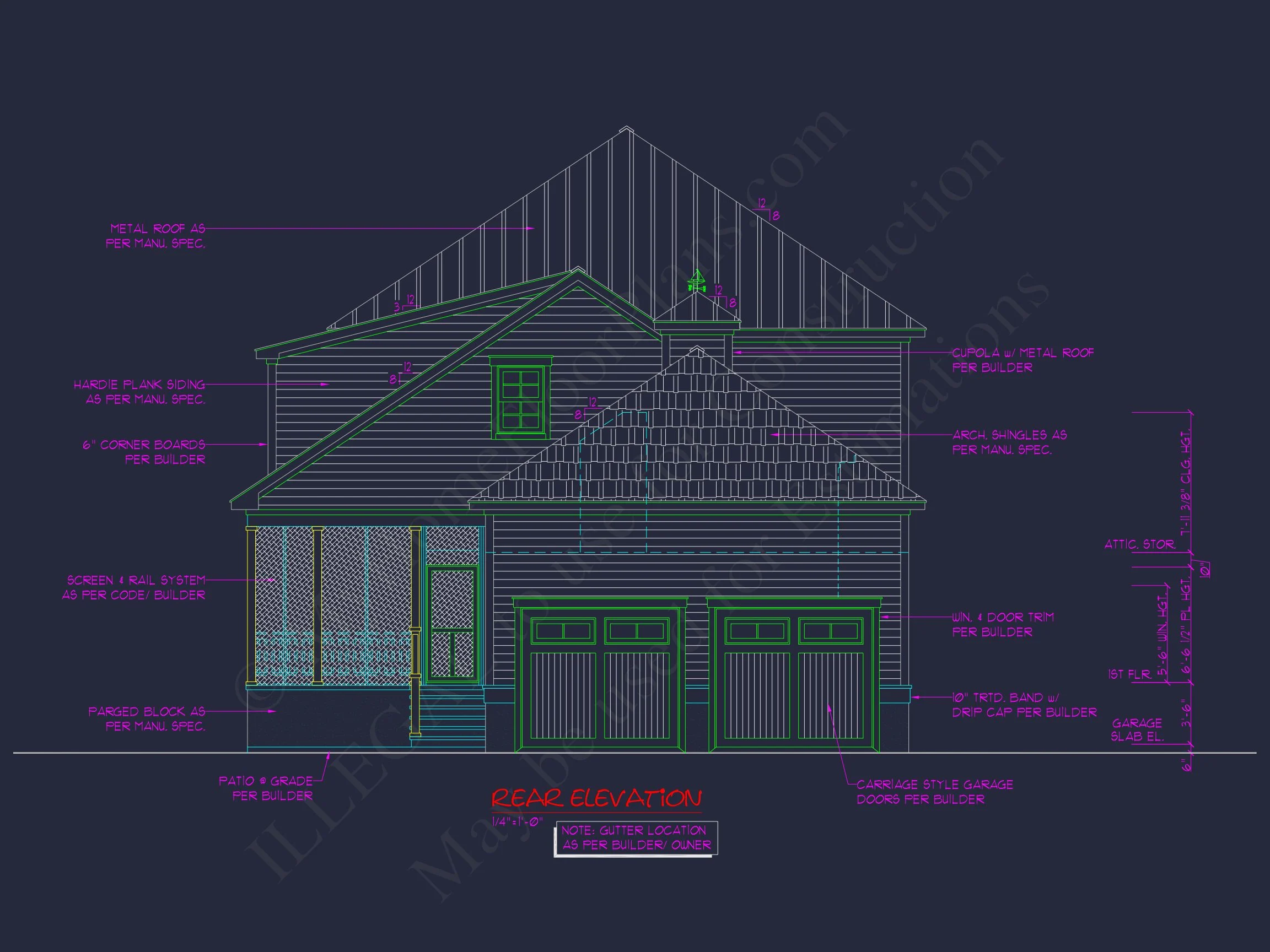 Traditional Charleston house Plan: 2-Story, 3-4 BR, 2-Car