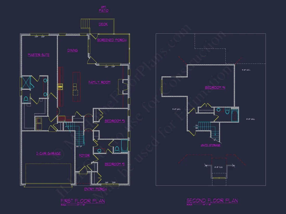house Design Plan: 4-Bedroom Traditional Blueprint with CAD