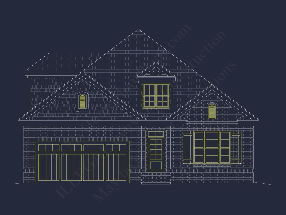 house Design Plan: 4-Bedroom Traditional Blueprint with CAD