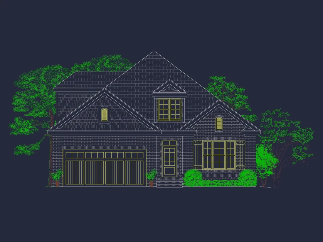 house Design Plan: 4-Bedroom Traditional Blueprint with CAD