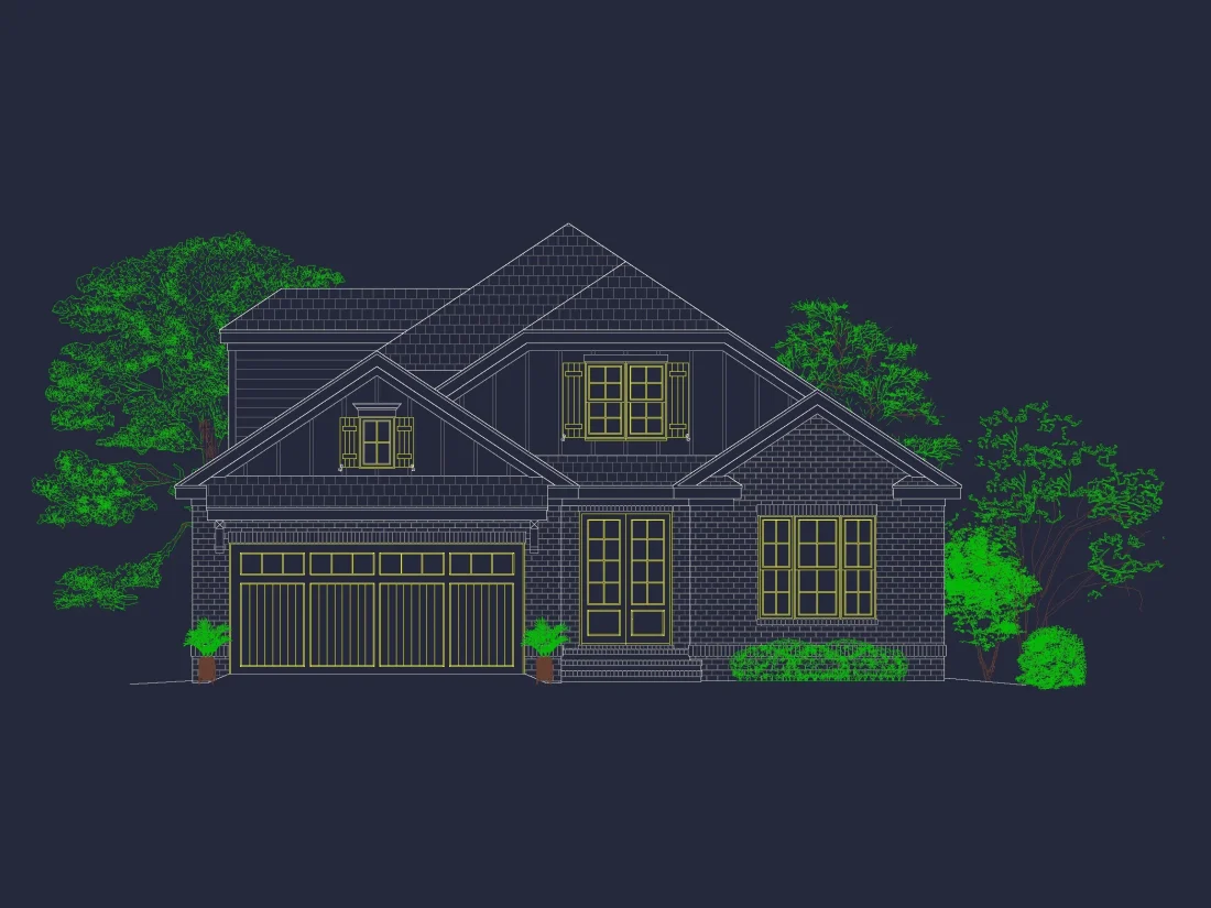 Elegant house Floor Plan Featuring 5 Beds with CAD Designs