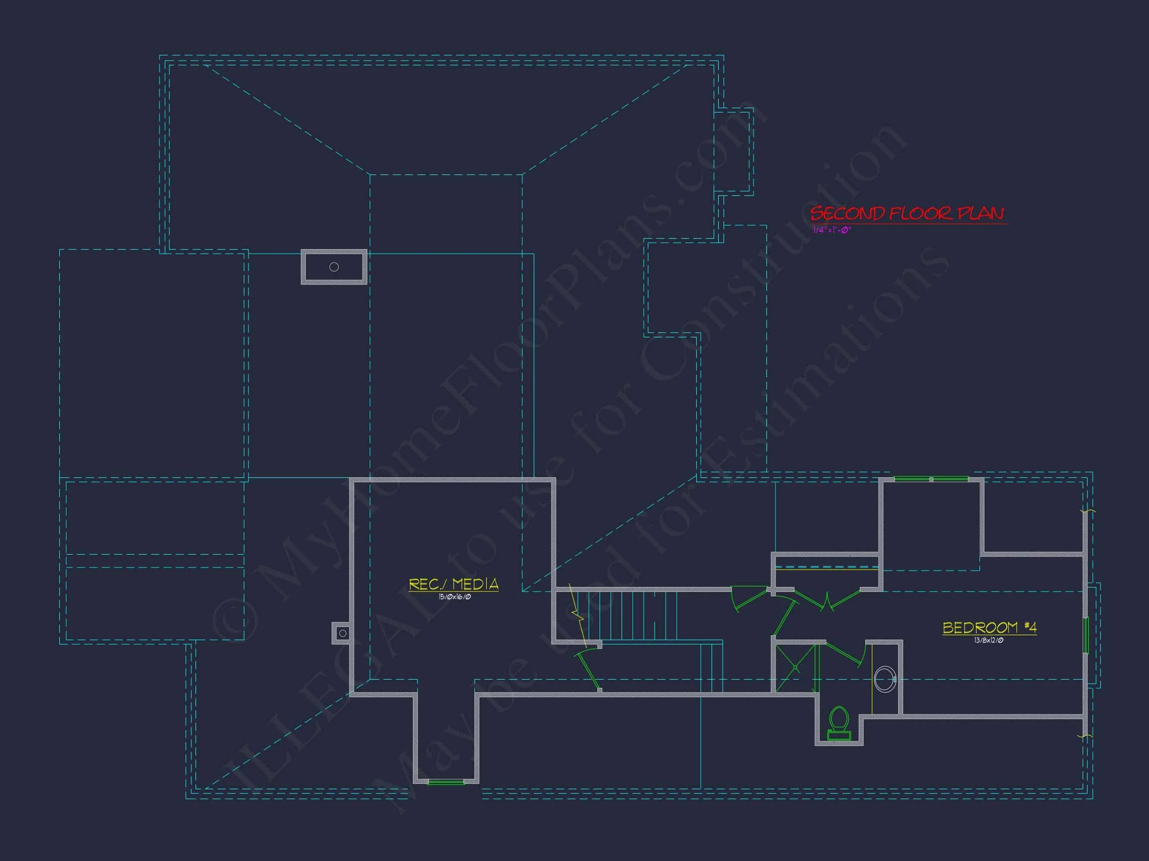 2-Story, 5-Bed Traditional house Floor Plan & Blueprint