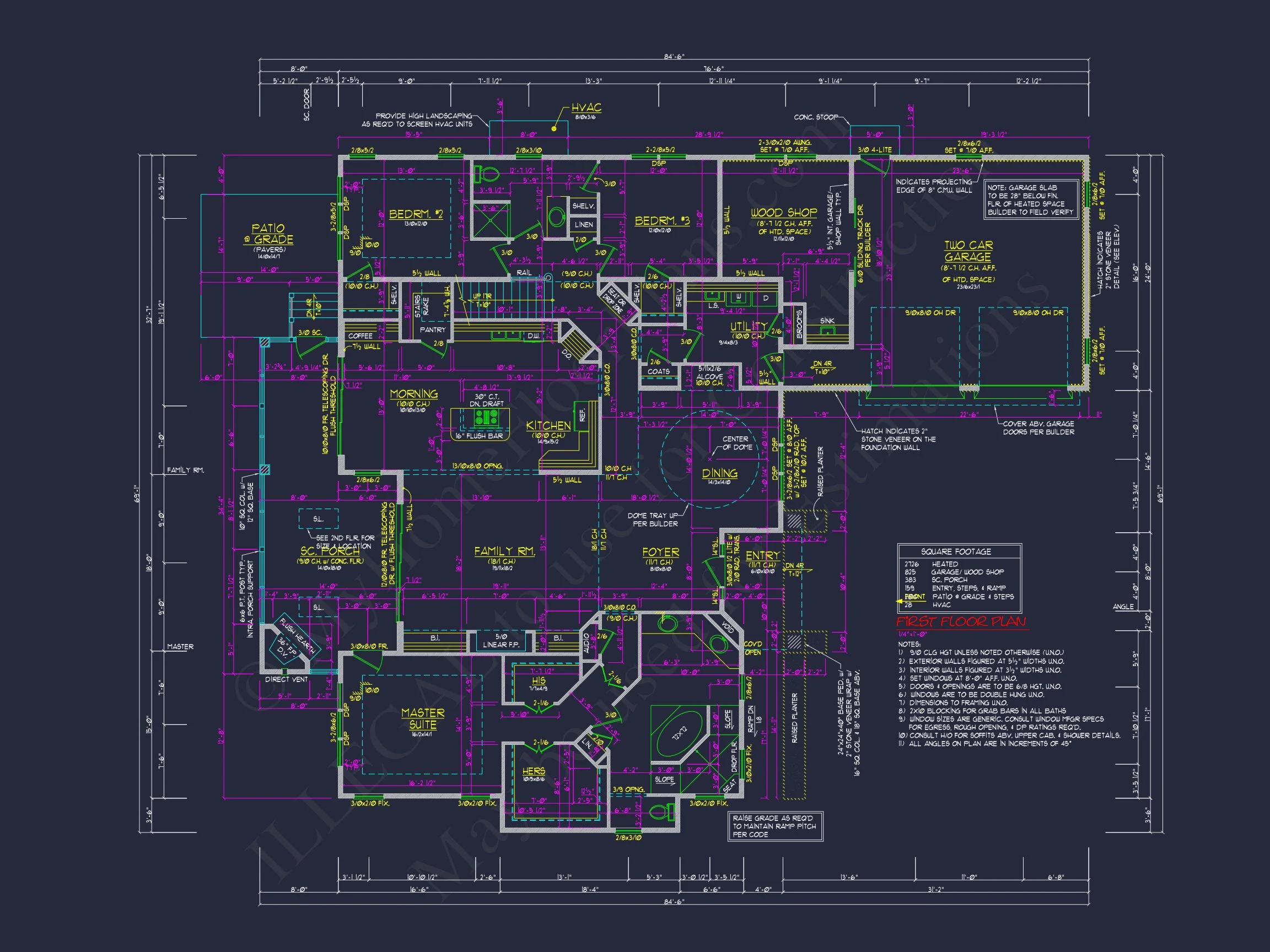 Traditional French Country house Floor Plan Blueprint
