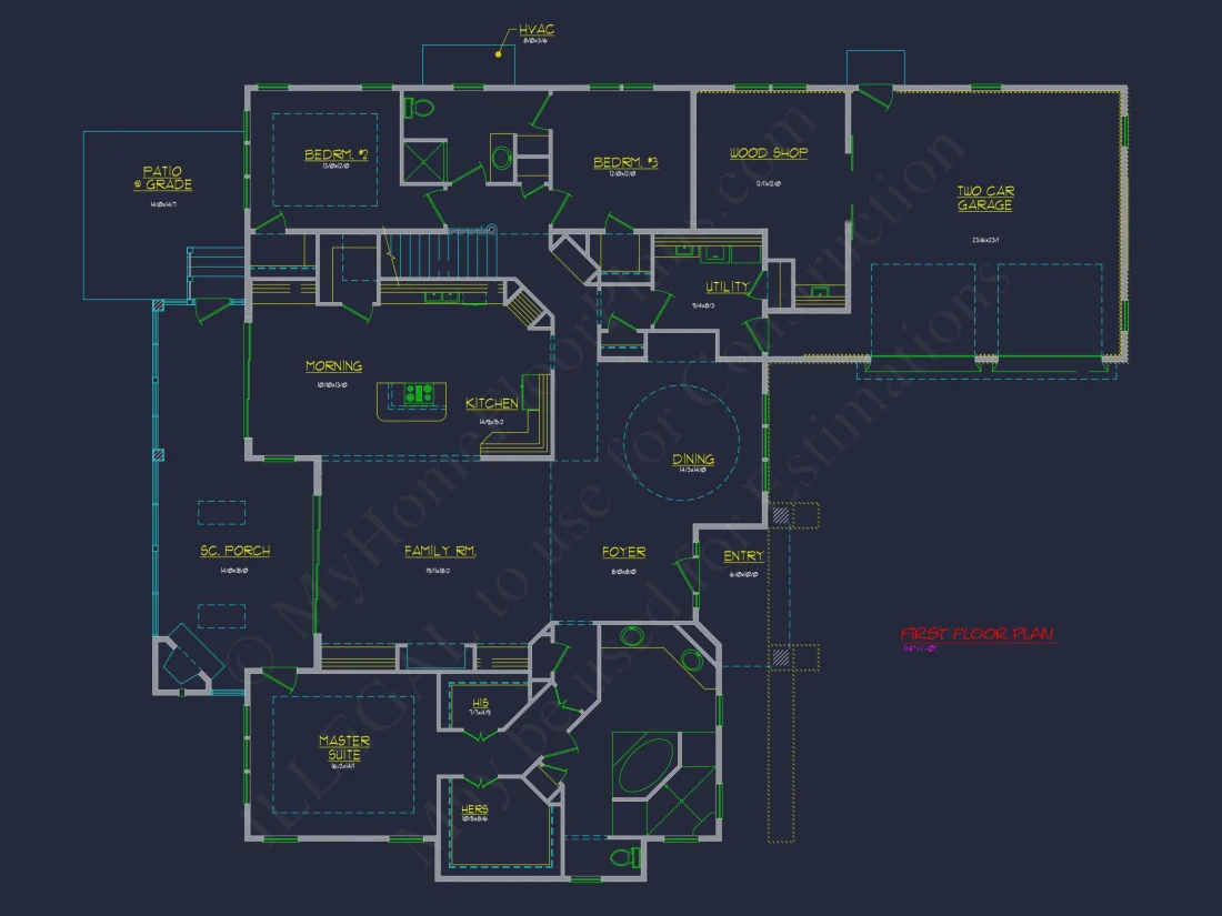 Traditional French Country house Floor Plan Blueprint