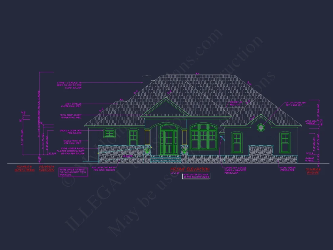 Traditional French Country house Floor Plan Blueprint