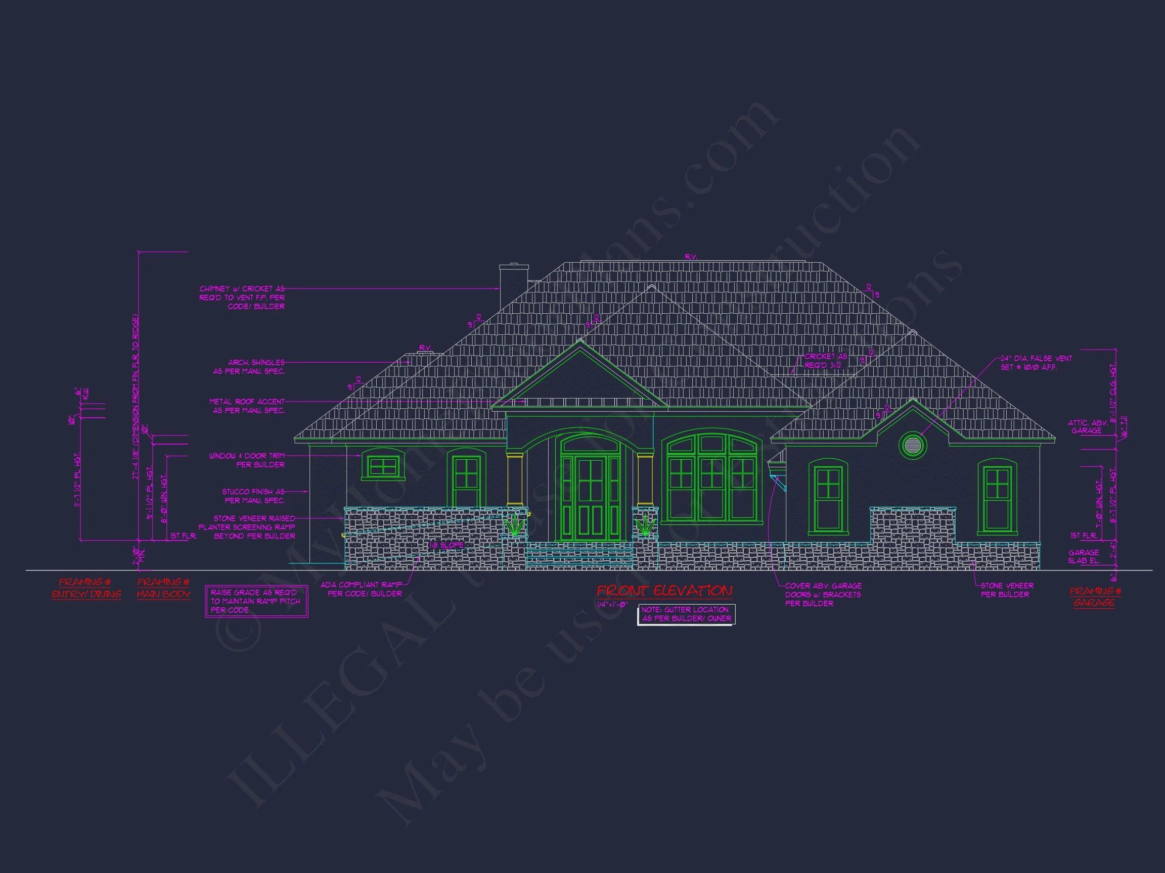 Traditional French Country house Floor Plan Blueprint