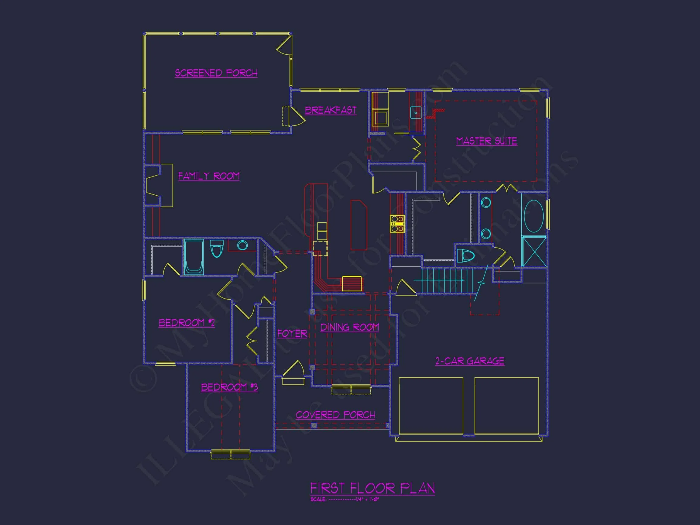 11-1845 HOUSE PLAN - Craftsman Home Plan - 3-Bed, 2-Bath, 1,950 SF 21 Classic Suburban house Floor Plan – CAD Architecture Designs