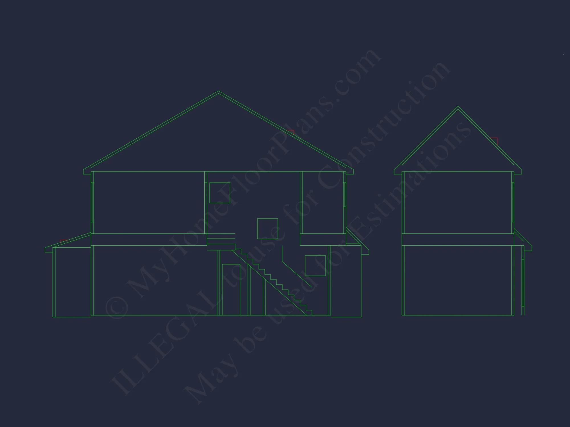 Craftsman house Plan with 2-Story Design and CAD Blueprint