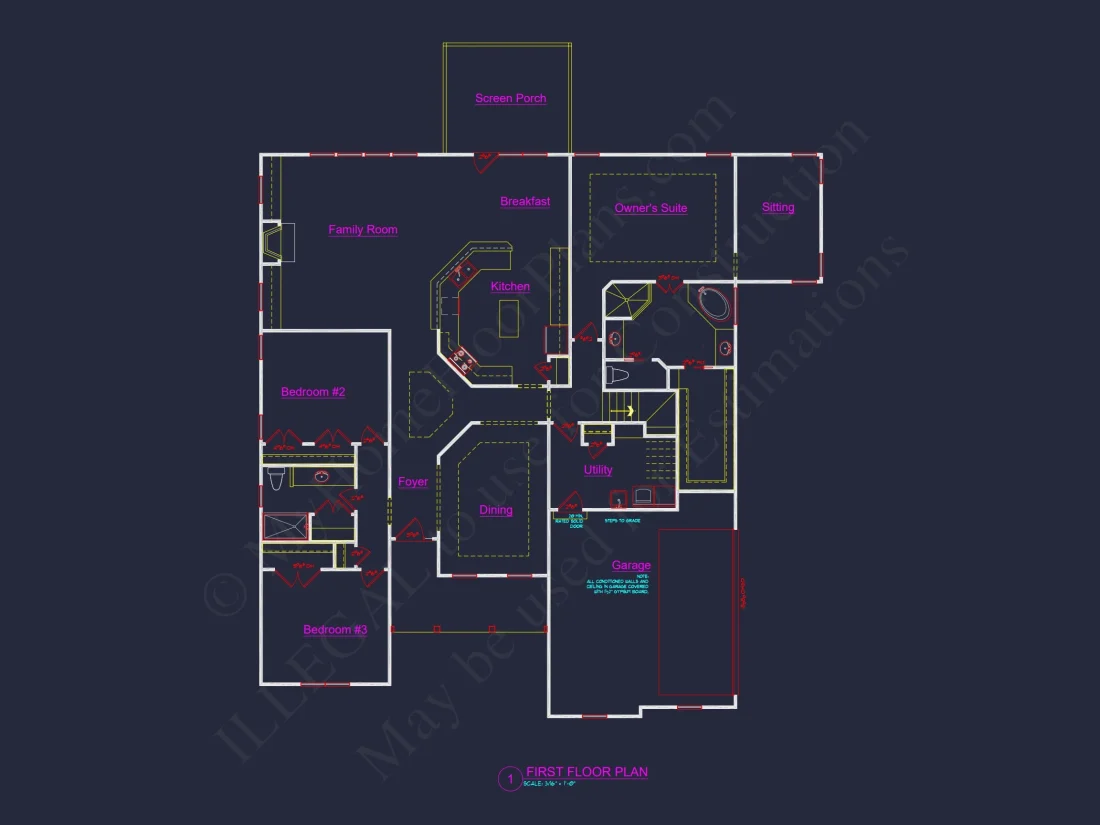 Spacious house Floor Plan with CAD Designs & Detailed Blueprint
