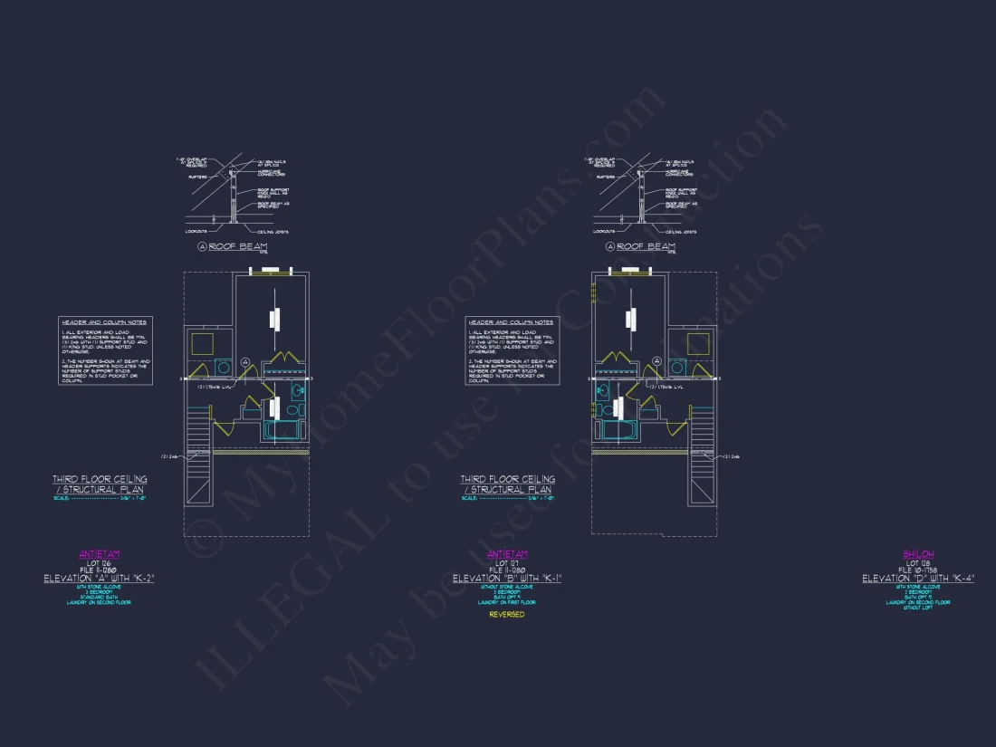 3-Bedroom Townhome Designs with Detailed Floor Plans and CAD