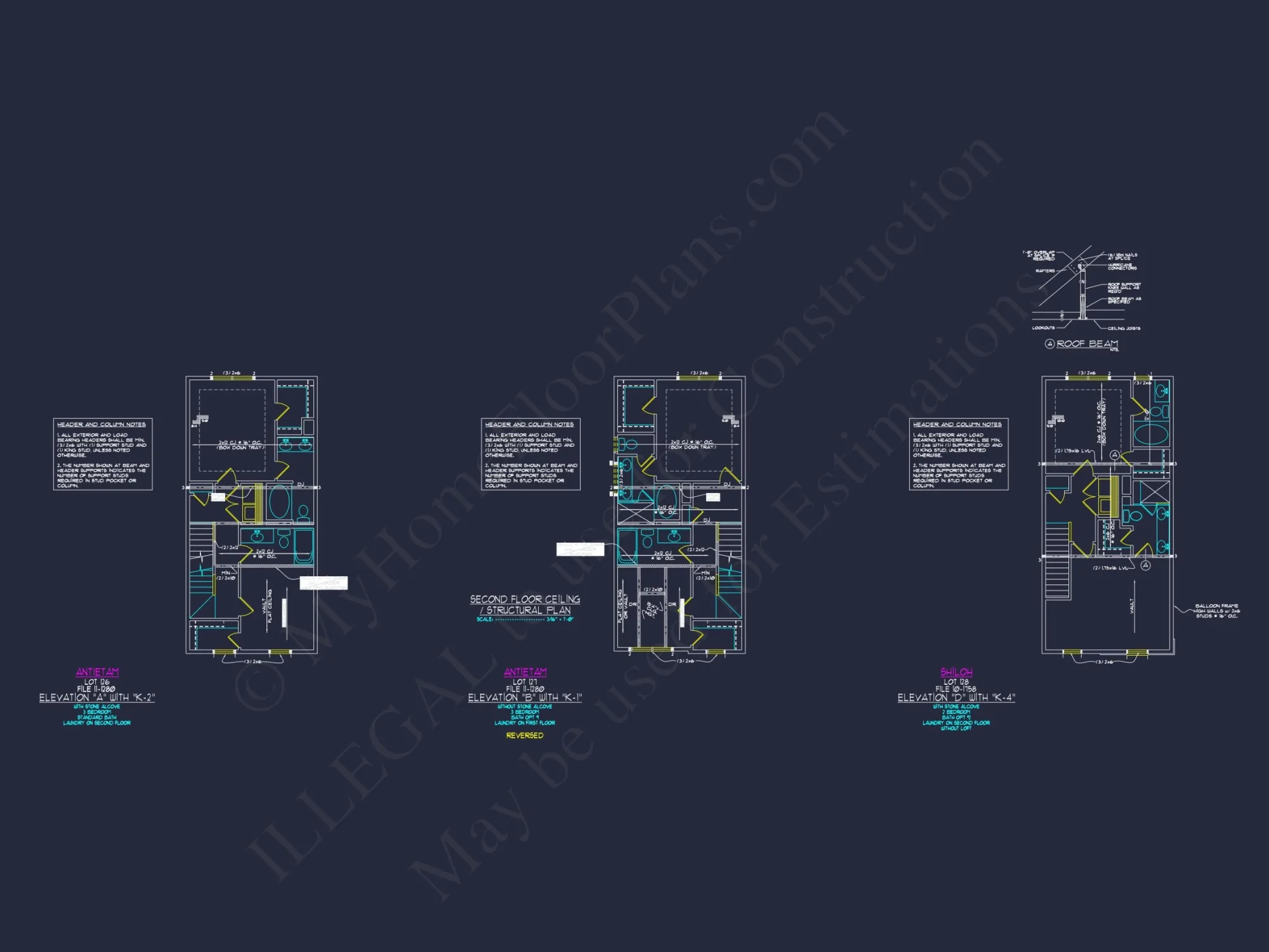 3-Bedroom Townhome Designs with Detailed Floor Plans and CAD
