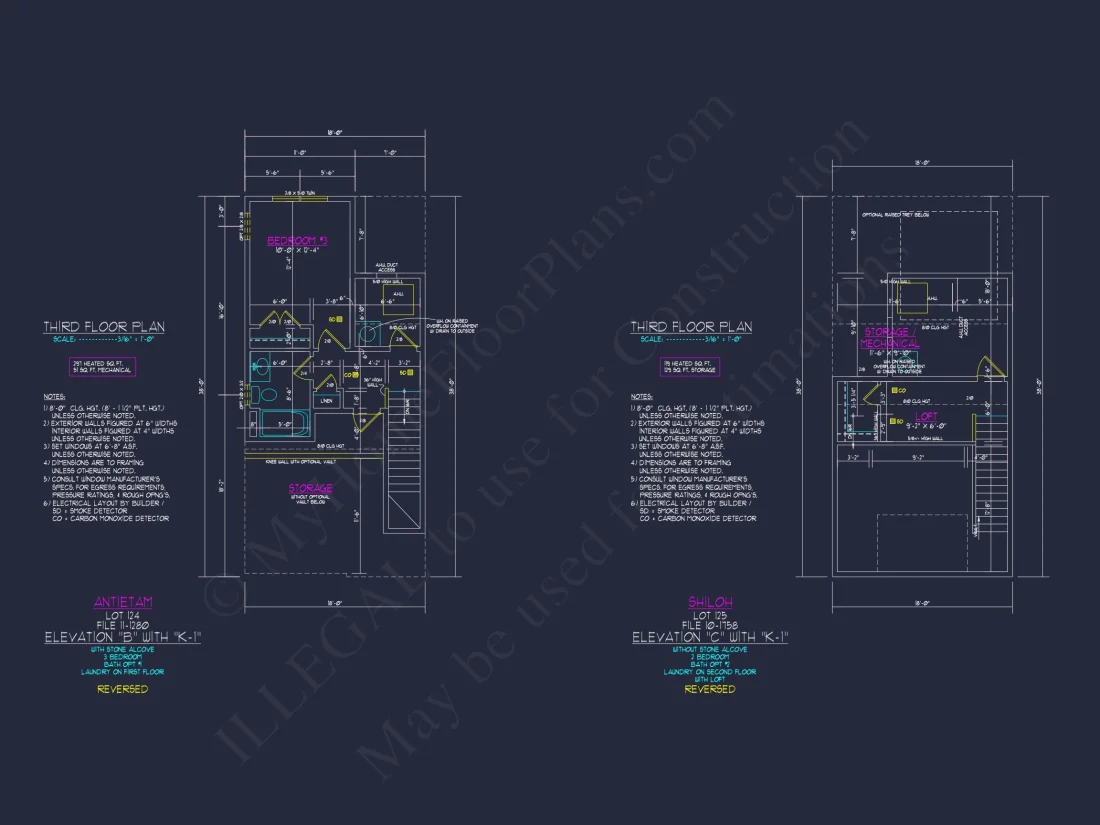 3-Bedroom Townhome Designs with Detailed Floor Plans and CAD