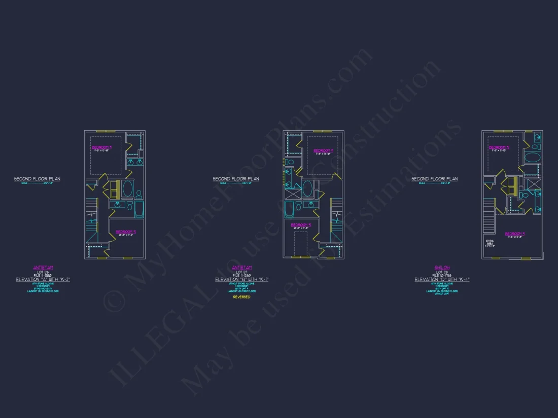 3-Bedroom Townhome Designs with Detailed Floor Plans and CAD