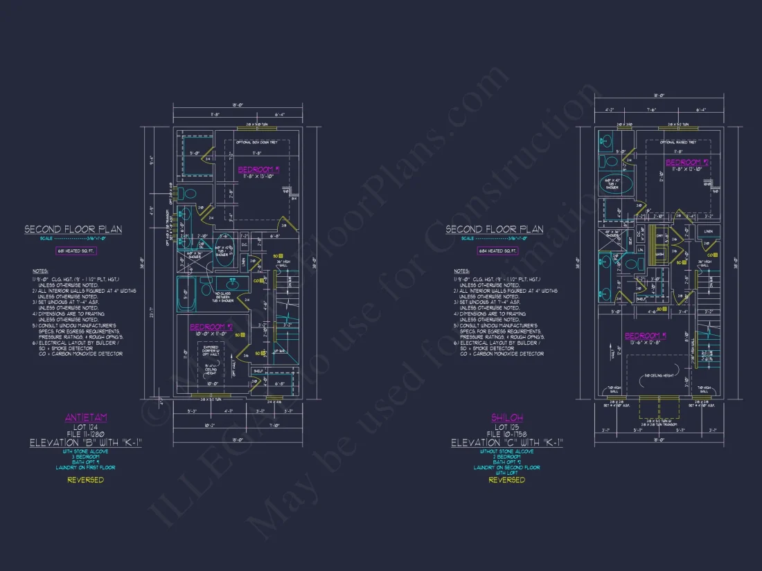 3-Bedroom Townhome Designs with Detailed Floor Plans and CAD