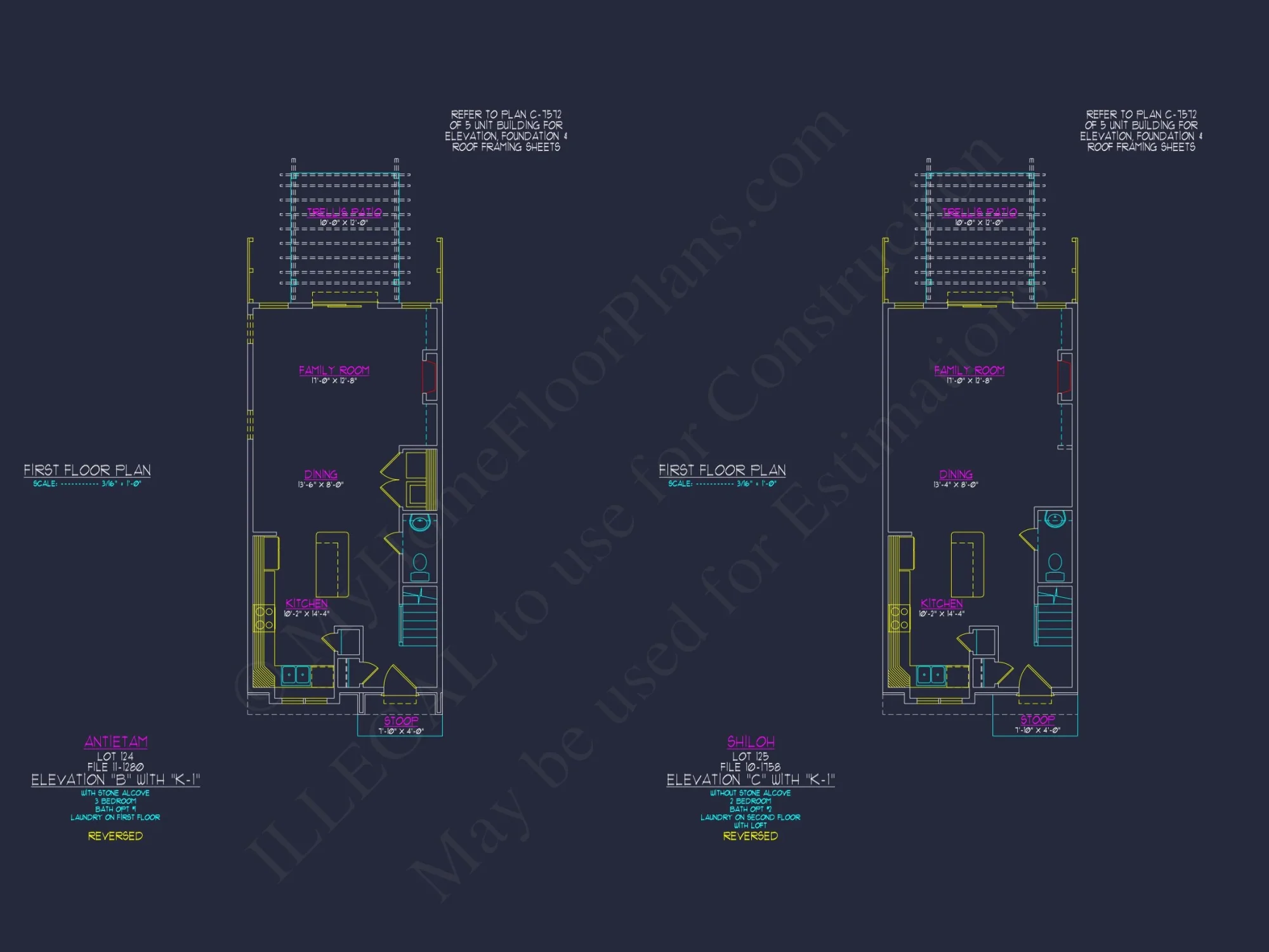 3-Bedroom Townhome Designs with Detailed Floor Plans and CAD