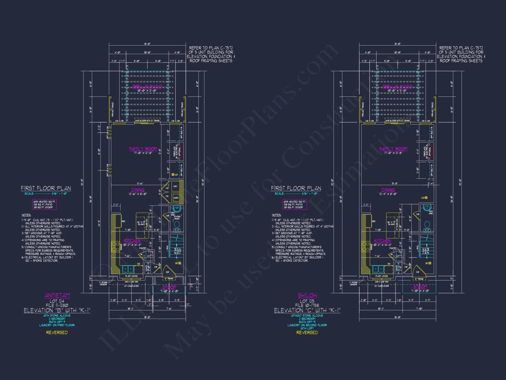 3-Bedroom Townhome Designs with Detailed Floor Plans and CAD