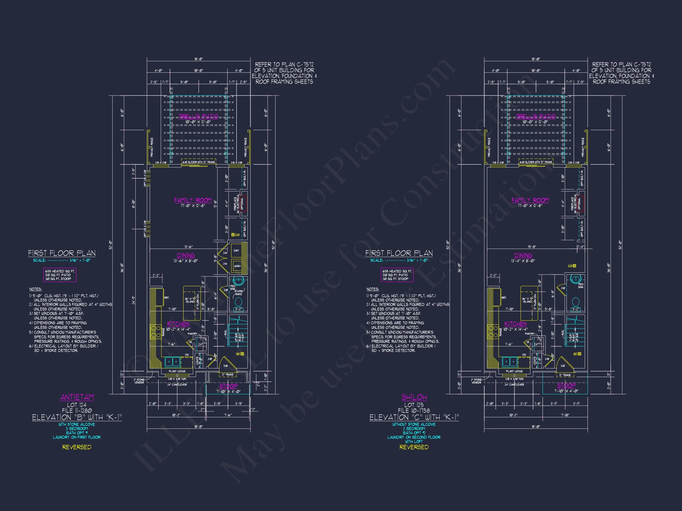 3-Bedroom Townhome Designs with Detailed Floor Plans and CAD