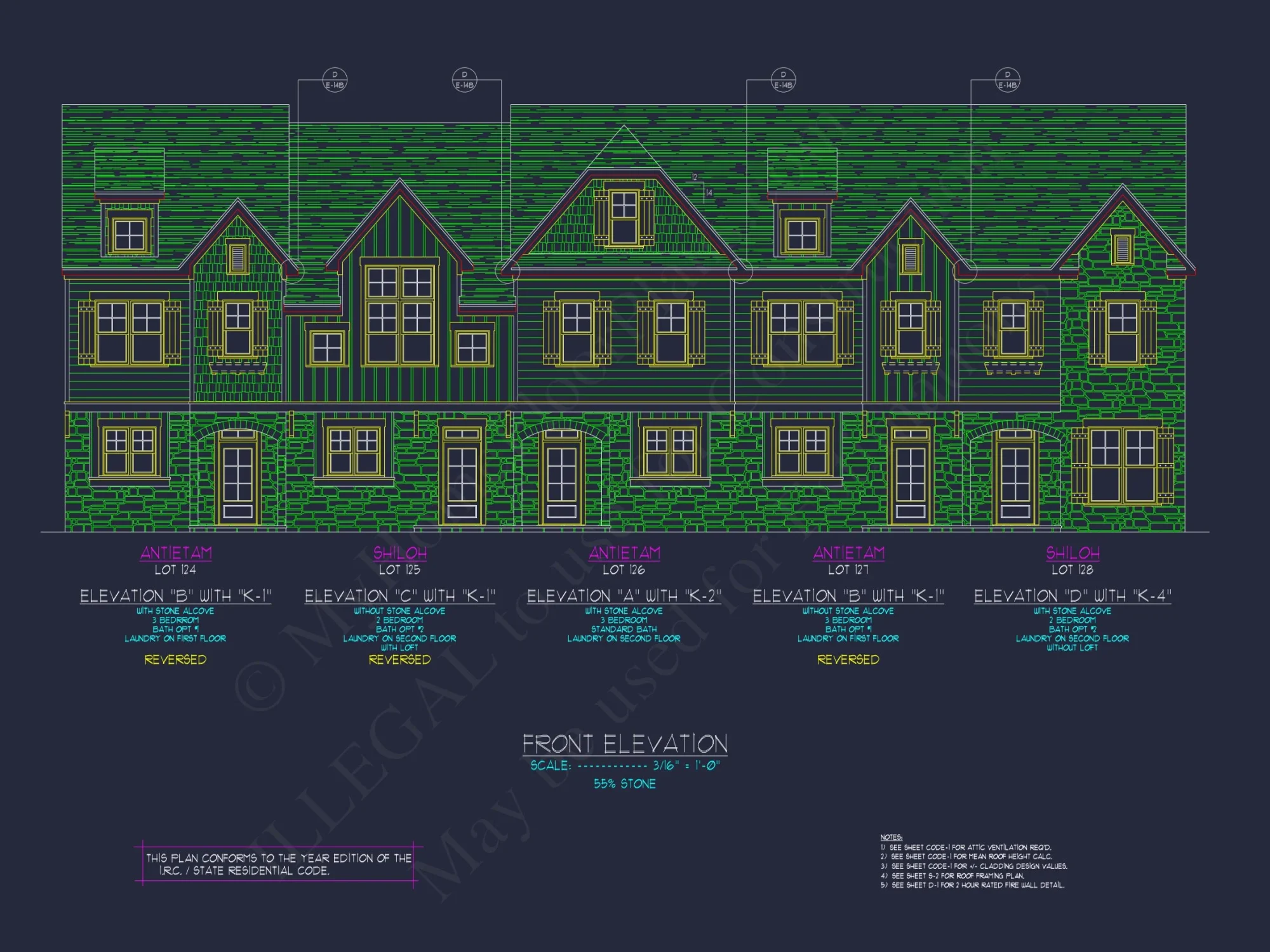 3-Bedroom Townhome Designs with Detailed Floor Plans and CAD