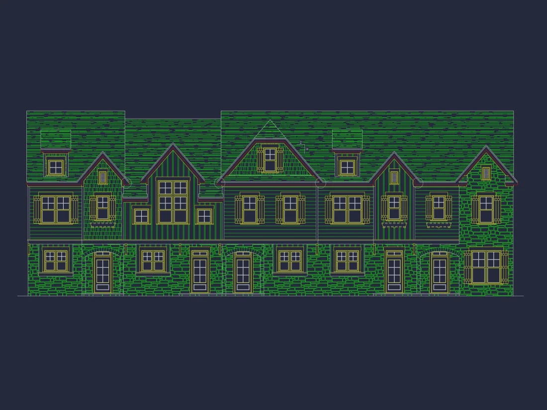 3-Bedroom Townhome Designs with Detailed Floor Plans and CAD