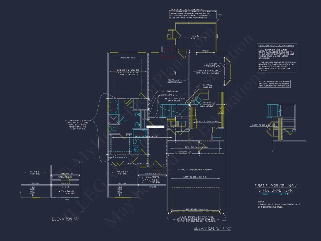 Craftsman house Plan with 2 Floors, 3 Beds & CAD Designs