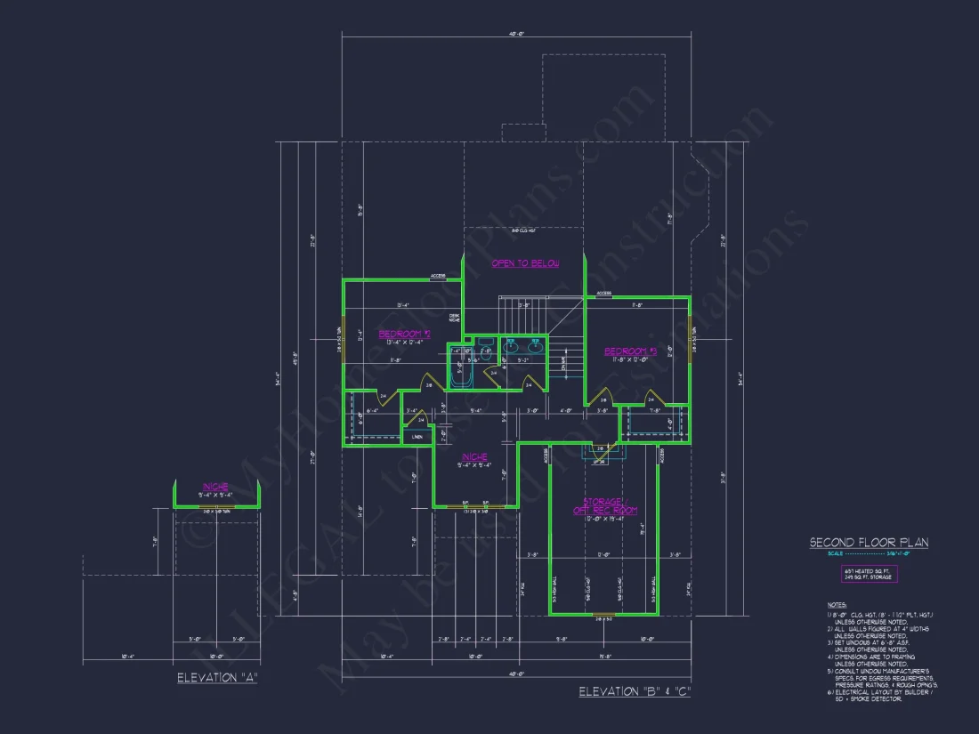 Craftsman house Plan with 2 Floors, 3 Beds & CAD Designs