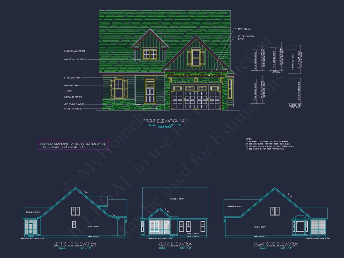Craftsman house Plan with 2 Floors, 3 Beds & CAD Designs