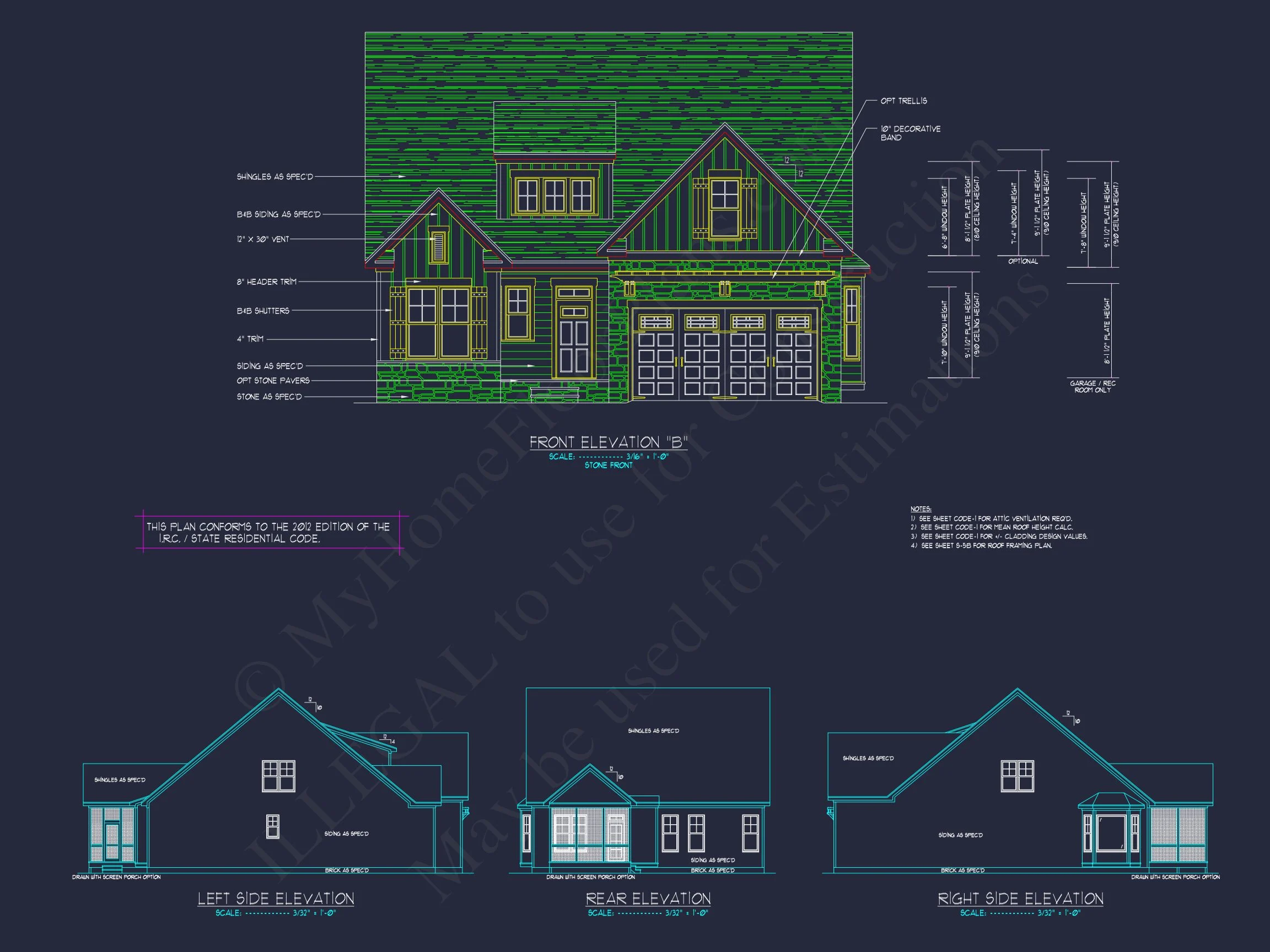 Craftsman house Plan with 2 Floors, 3 Beds & CAD Designs