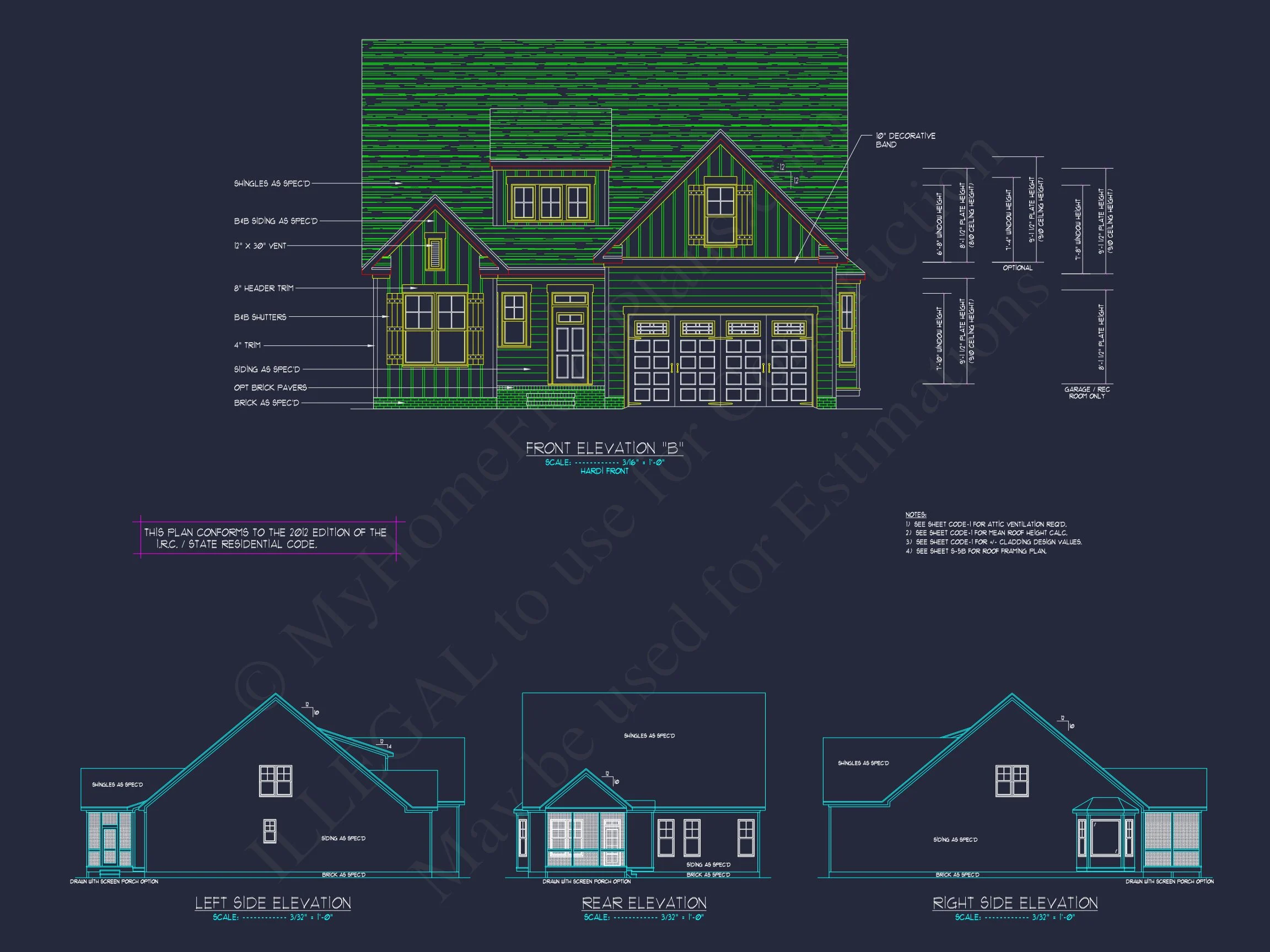 Craftsman house Plan with 2 Floors, 3 Beds & CAD Designs
